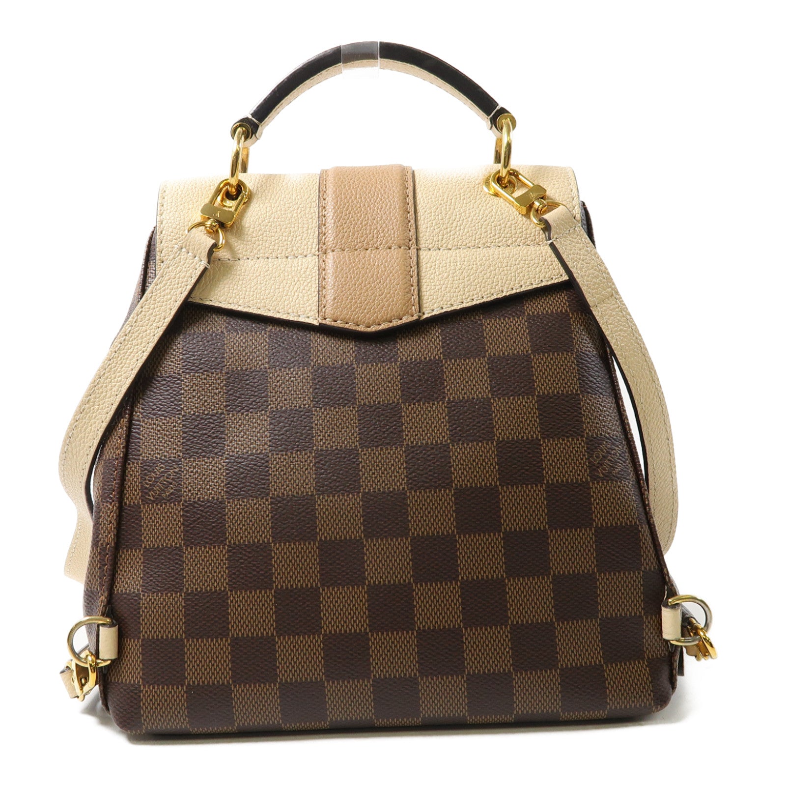 LOUIS VUITTON Damier Clapton金扣背包棕色/米色