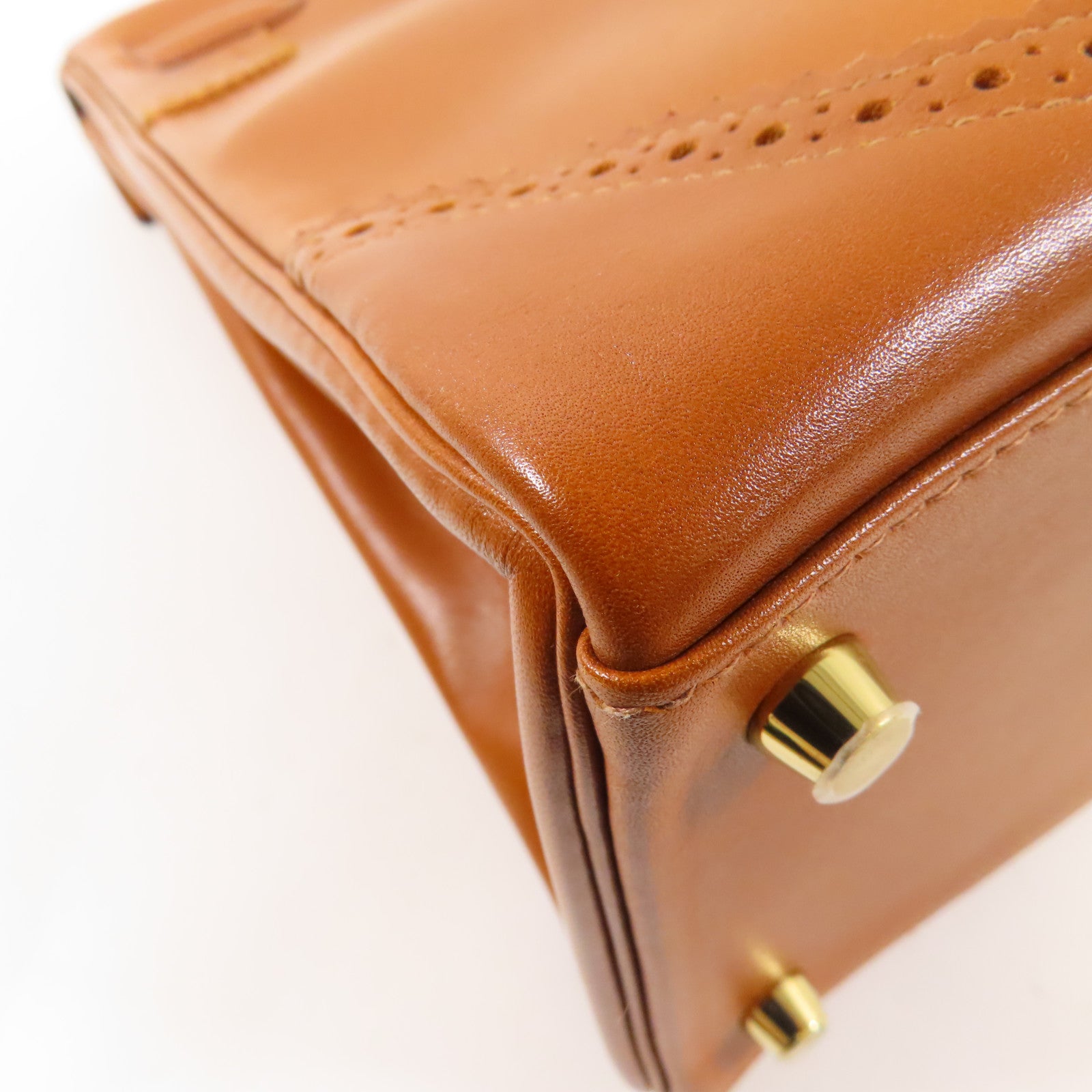 HERMES Tadelakt皮革Kelly Ghillies 35手挽肩背兩用袋34 Fauve