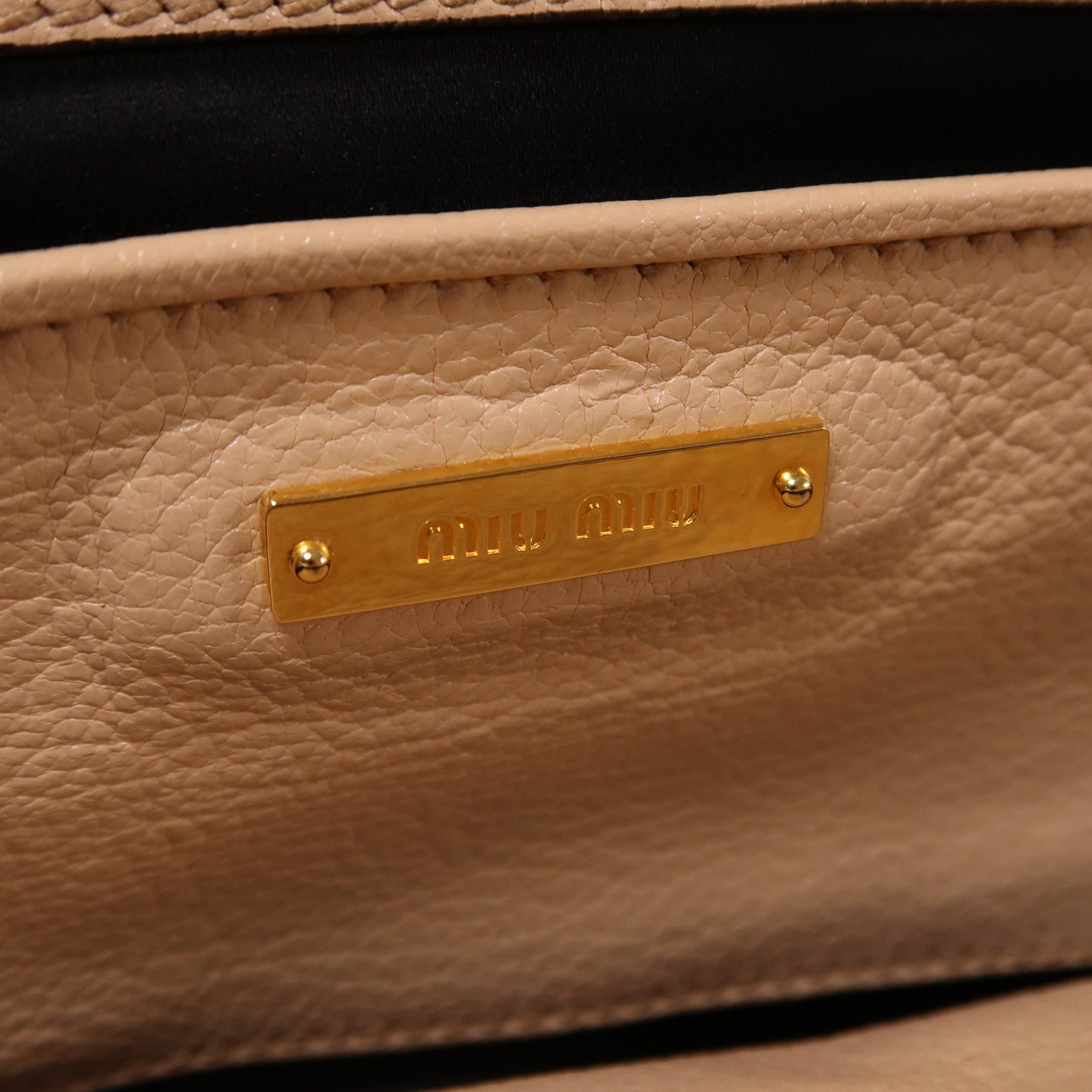 Miu Miu 牛皮皮革2 Way Shoulder Bag金扣手挽肩背兩用袋米色