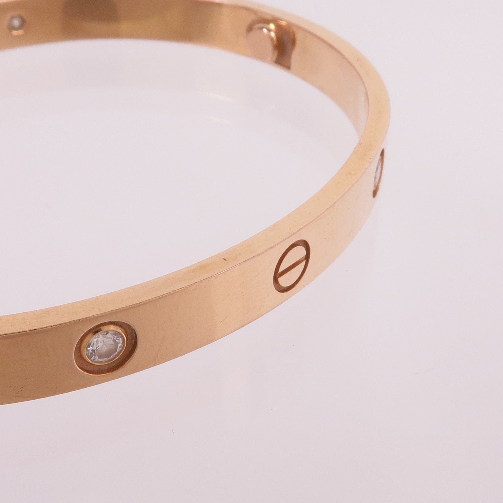 CARTIER 18K玫瑰金Love Bracelet 4 Diamonds鑽石手鐲Cartier#19