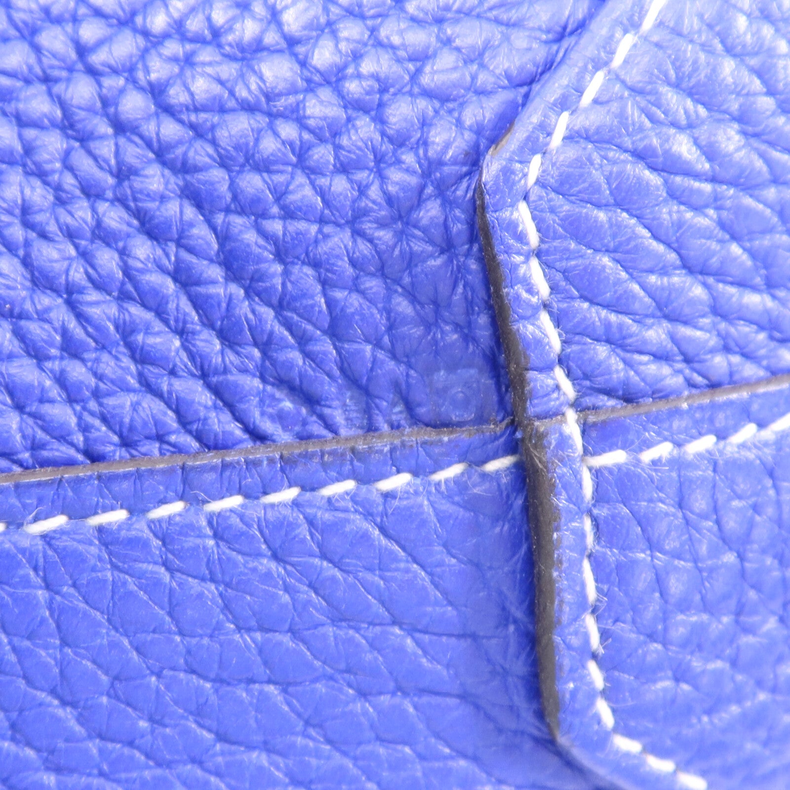 HERMES Clemence皮革Double Sens手挽袋Bleu Electrique/Etain