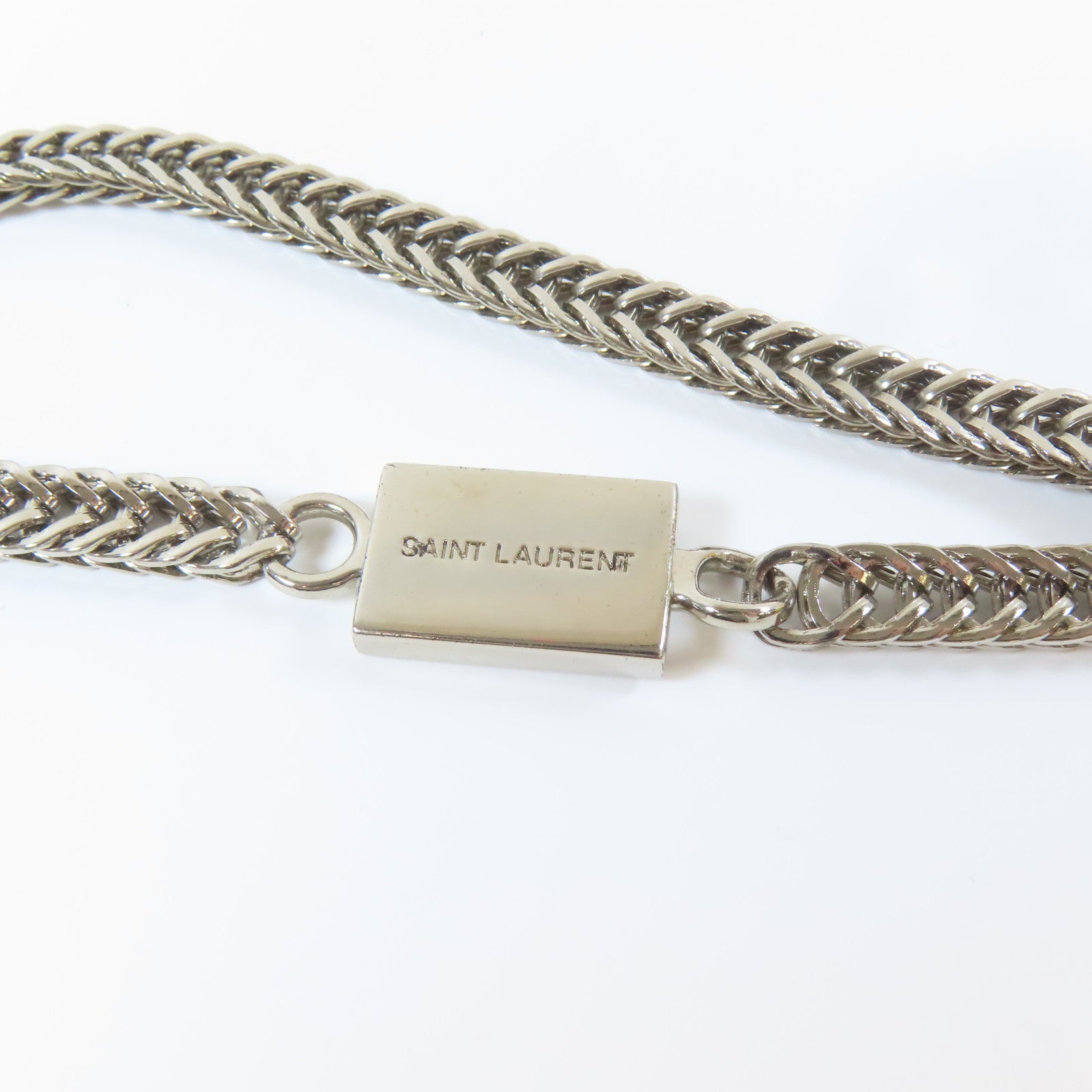 SAINT LAURENT 【激減優惠】牛皮皮革Shoulder Bag銀扣鏈帶肩背袋黑色