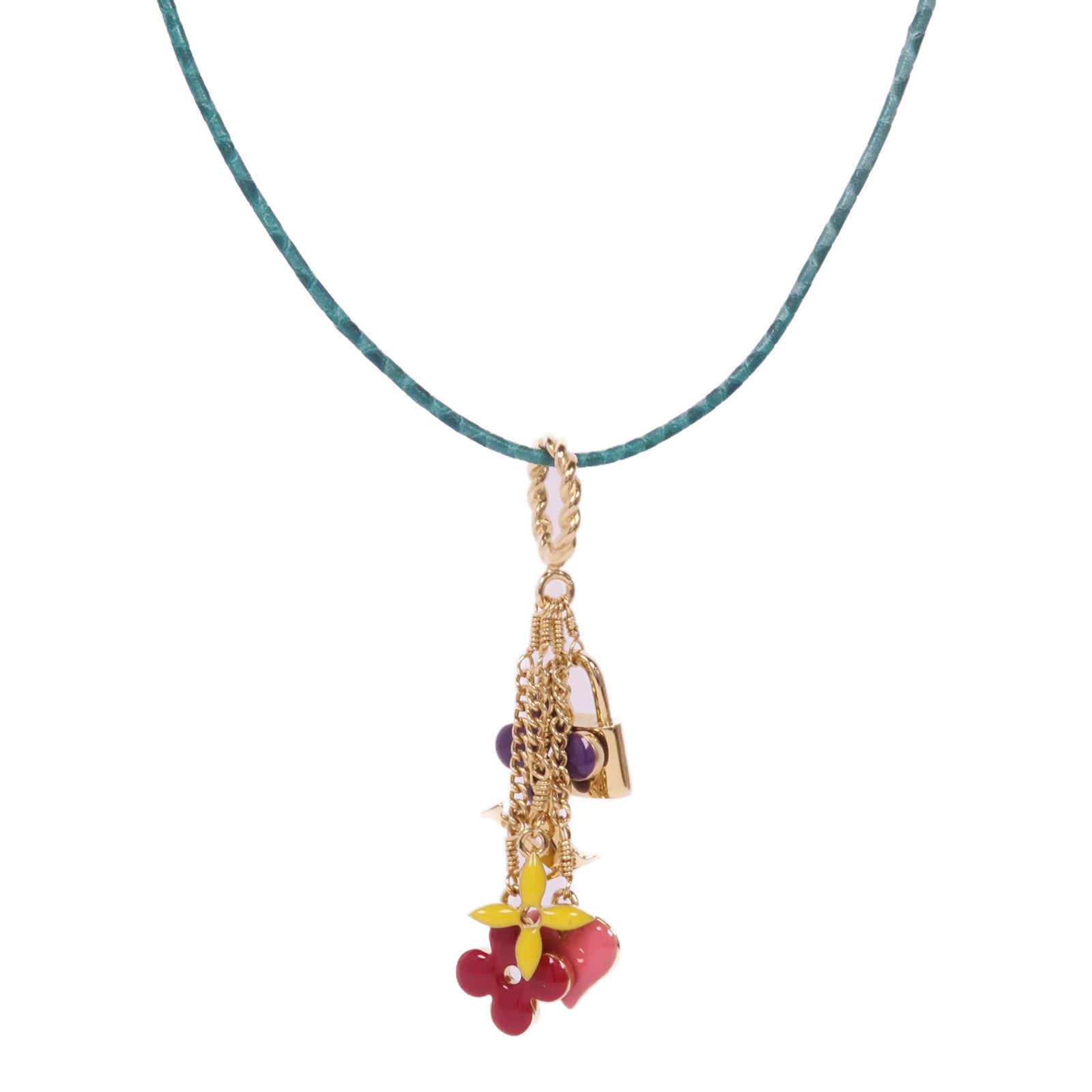 LOUIS VUITTON LV Pendant Sweet Monogram Necklace Metal Gold