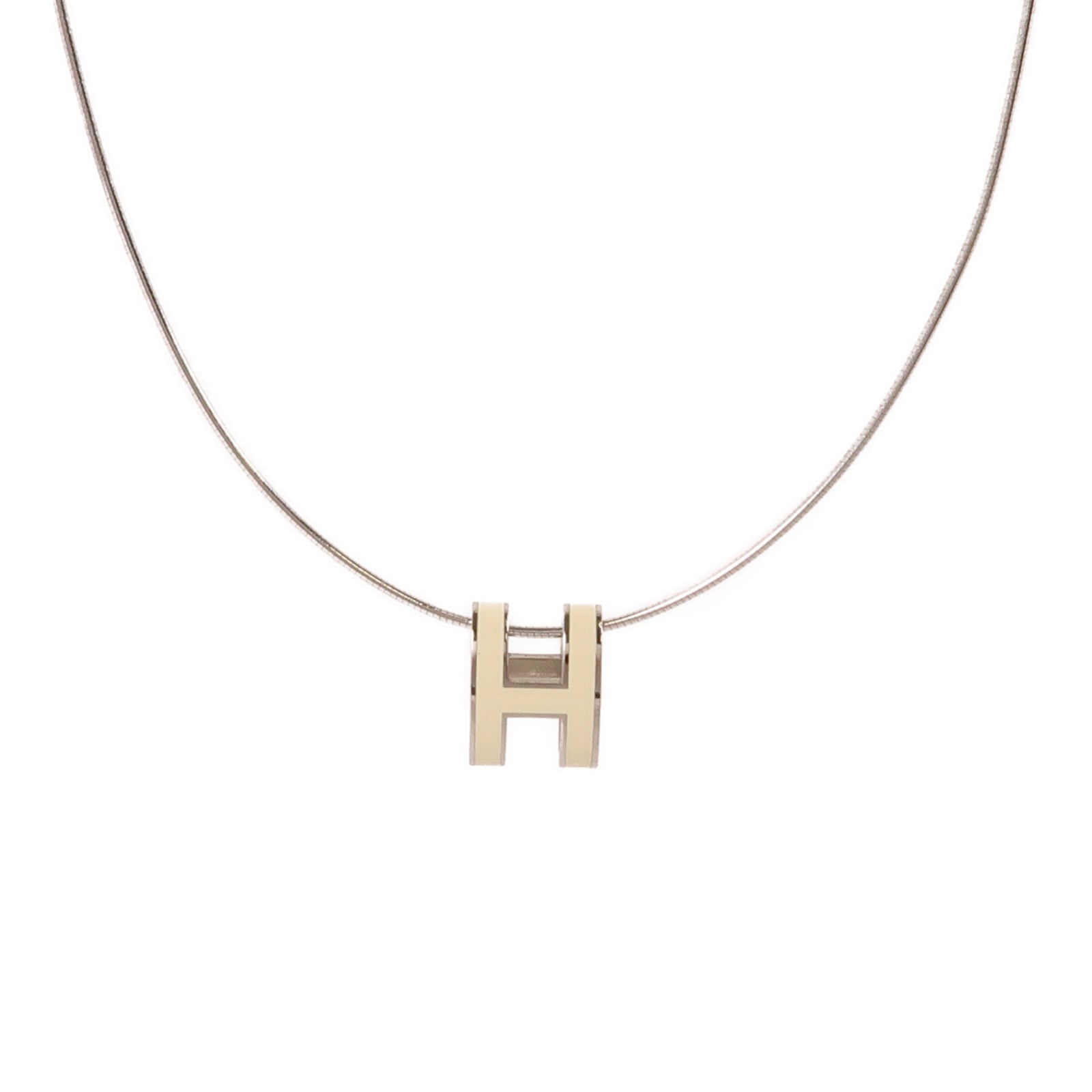 HERMES 金屬Pop H Necklace項鍊白色/銀色