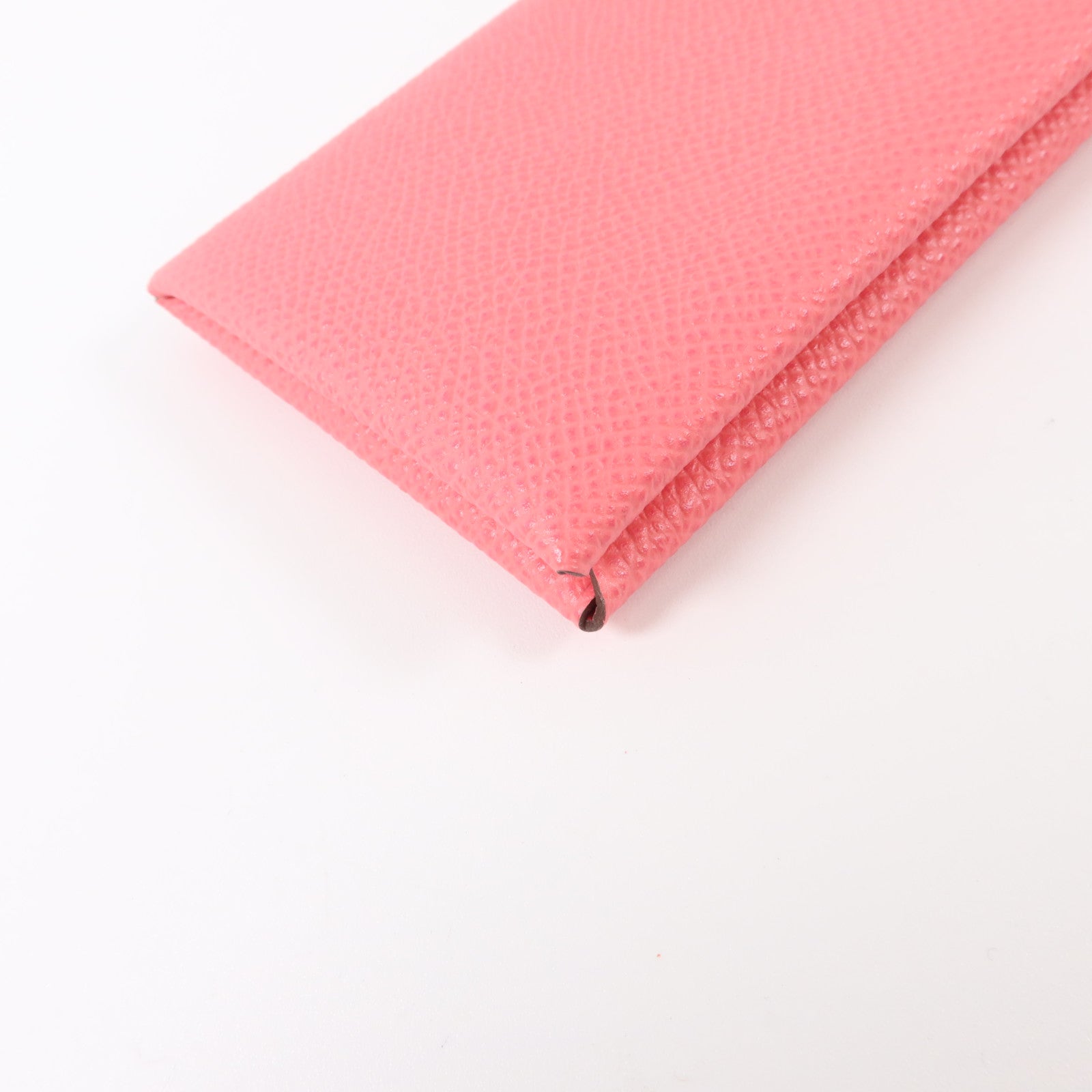 HERMES Epsom皮革Calvi Card Case銀扣卡片套Rose Azalee