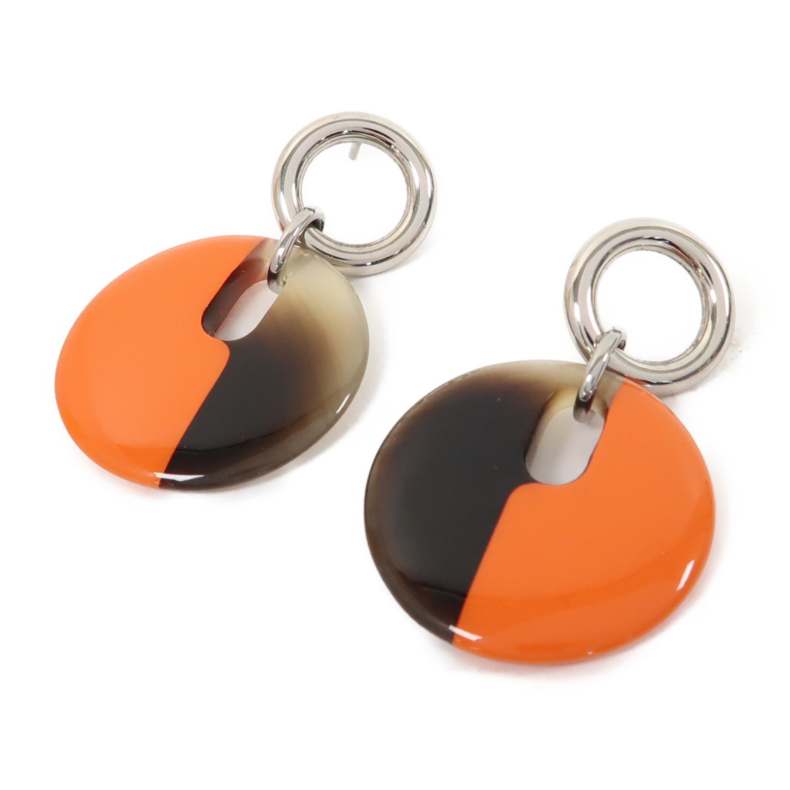 HERMES 水牛角Earrings耳環橙色/啡色