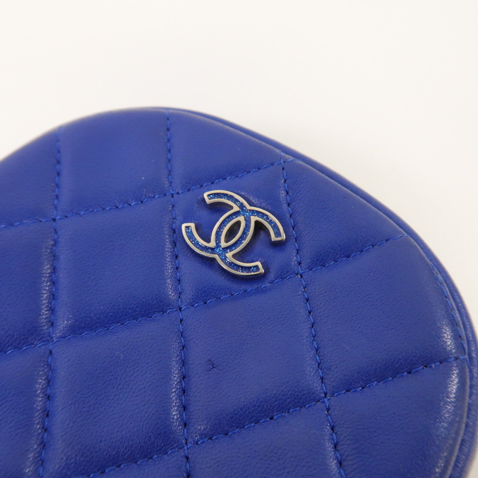 CHANEL 【激減優惠】菱格羊皮皮革Coin Case金扣零錢包藍色
