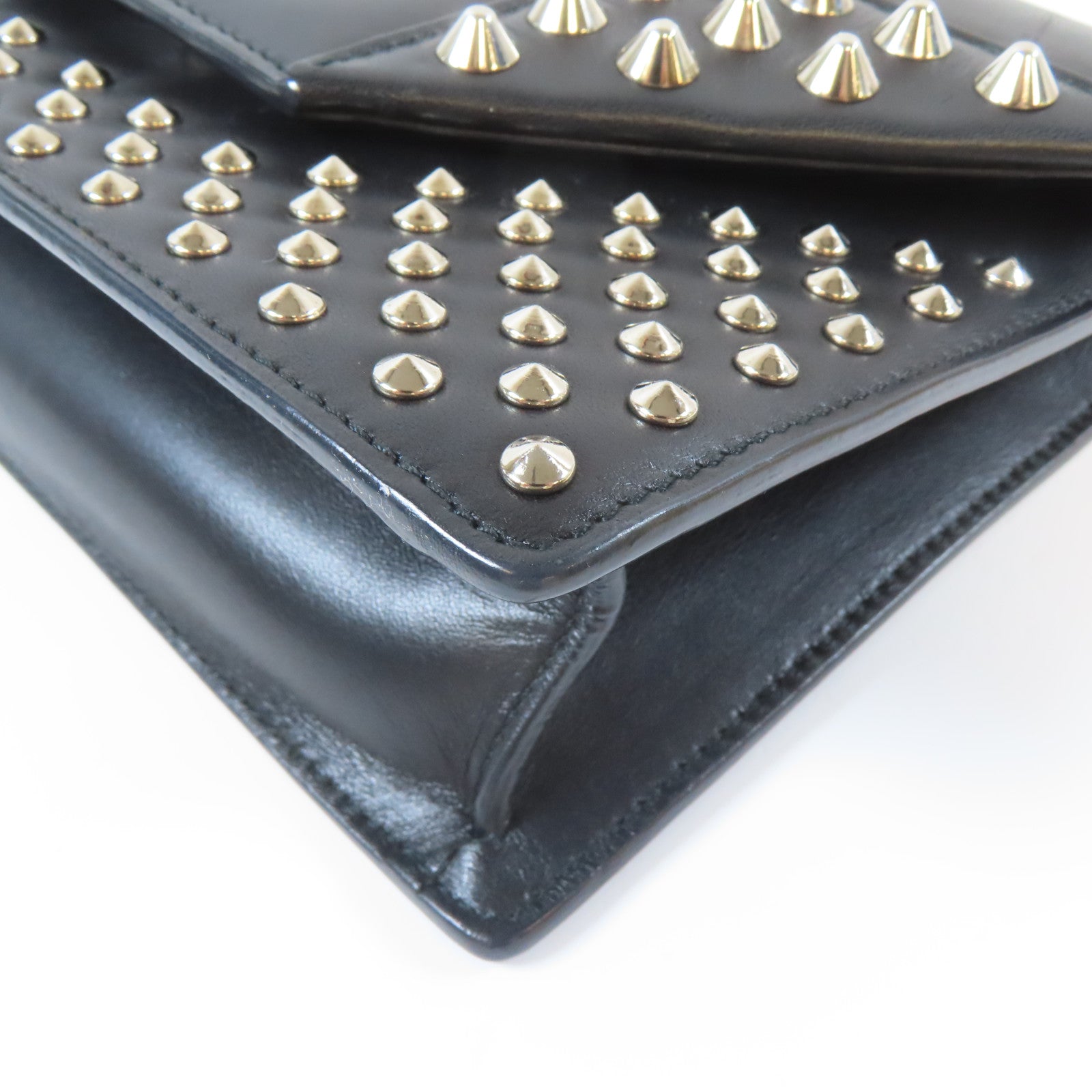 SAINT LAURENT 【激減優惠】牛皮皮革Shoulder Bag銀扣鏈帶肩背袋黑色