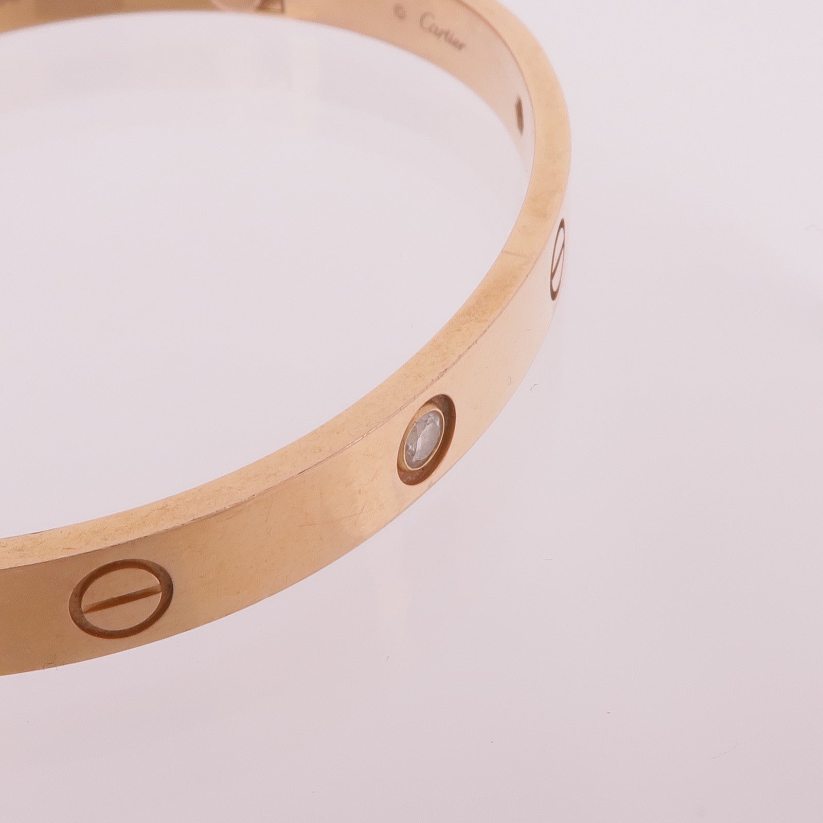 CARTIER 18K玫瑰金Love Bracelet 4 Diamonds鑽石手鐲Cartier#19