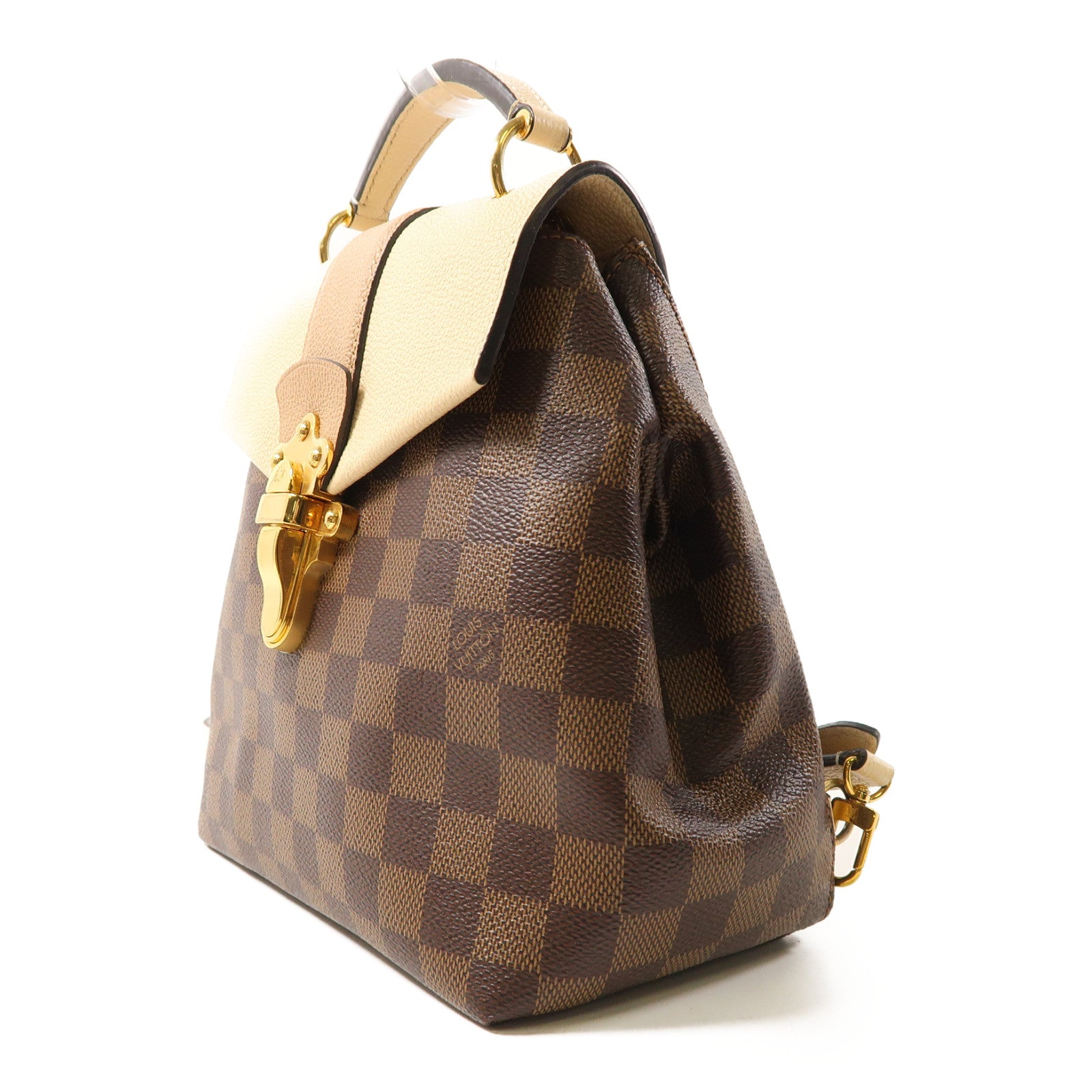 LOUIS VUITTON Damier Clapton金扣背包棕色/米色