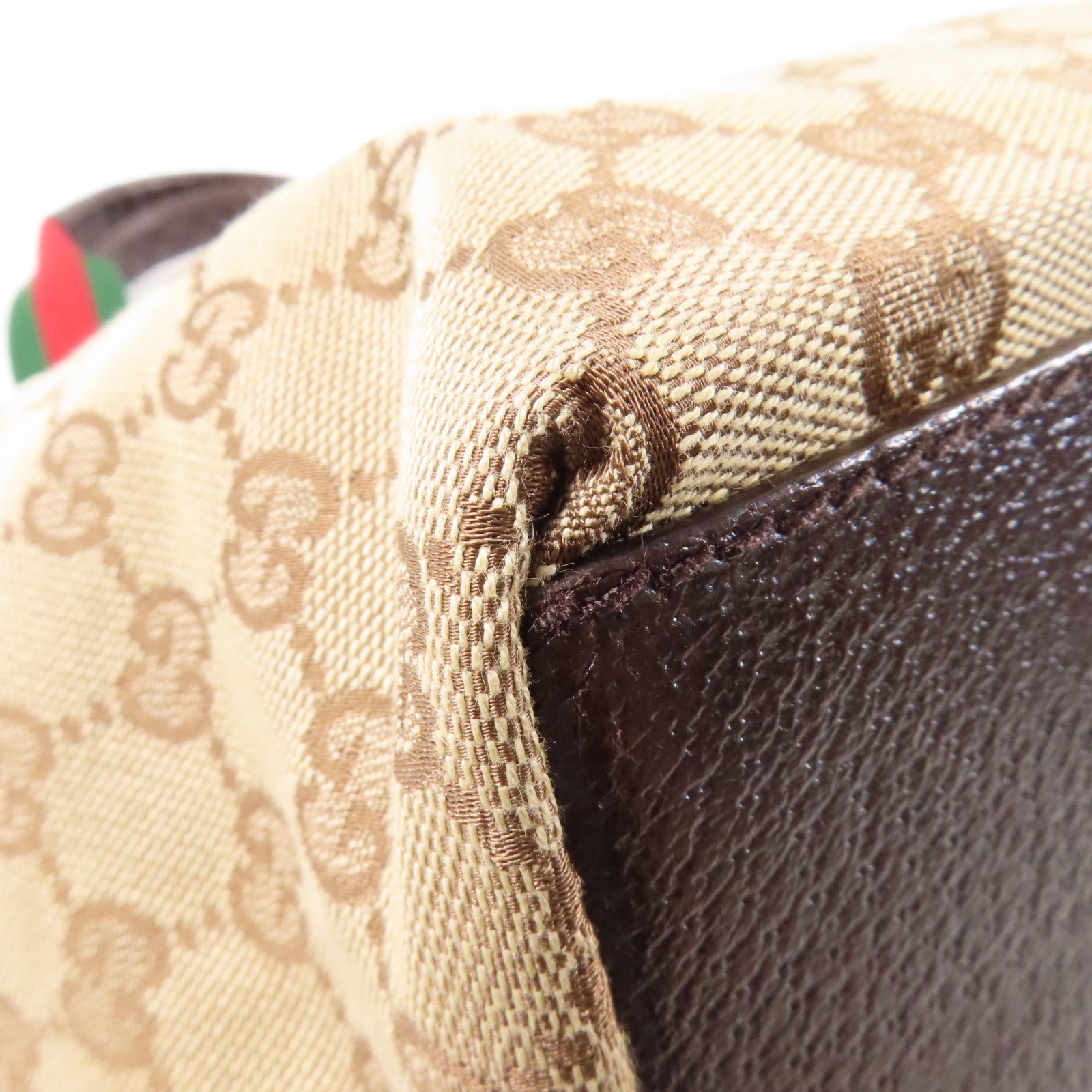 GUCCI 帆布Tote Bag銀扣手挽袋啡色