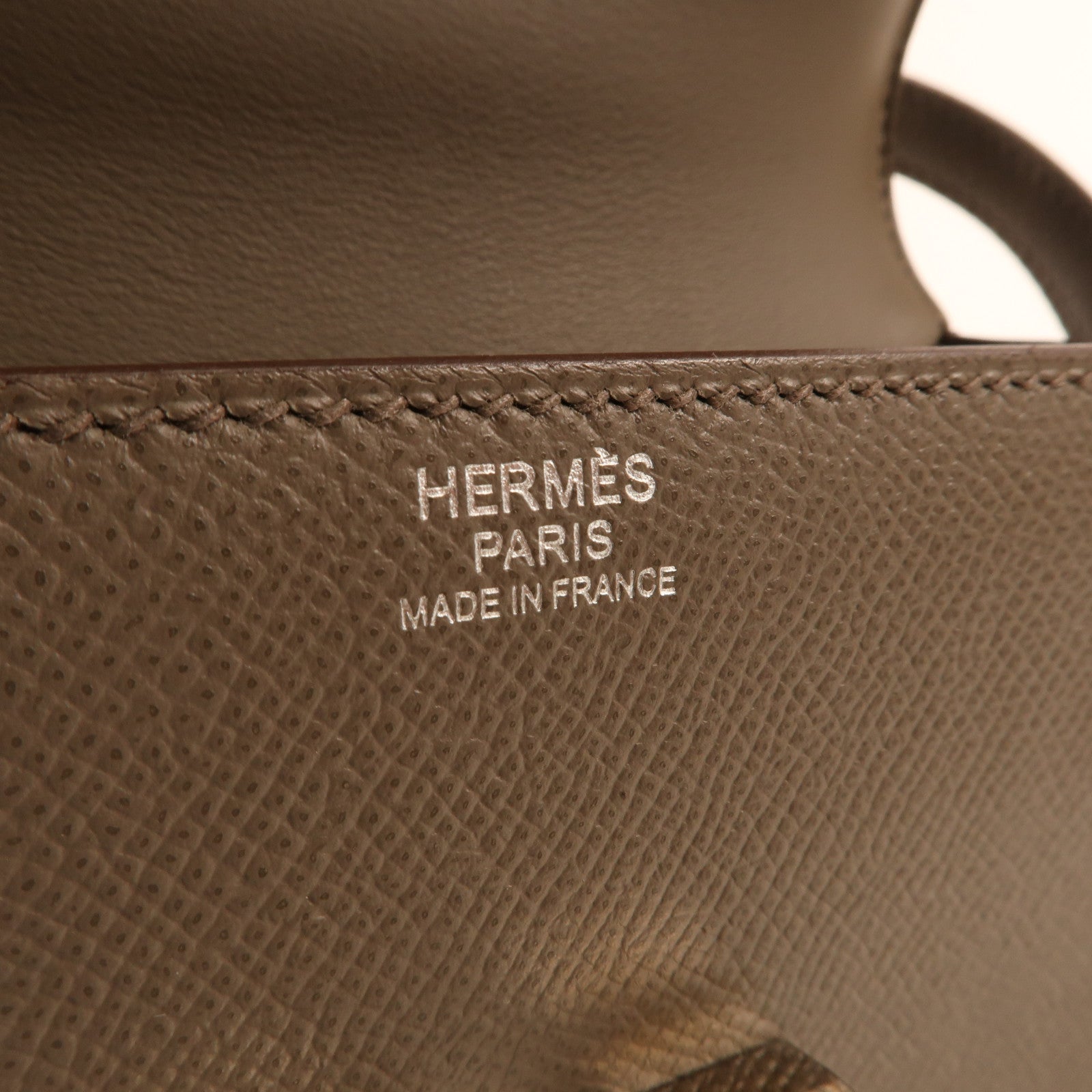 HERMES Epsom皮革Mini Mosaique銀扣肩背袋Etain