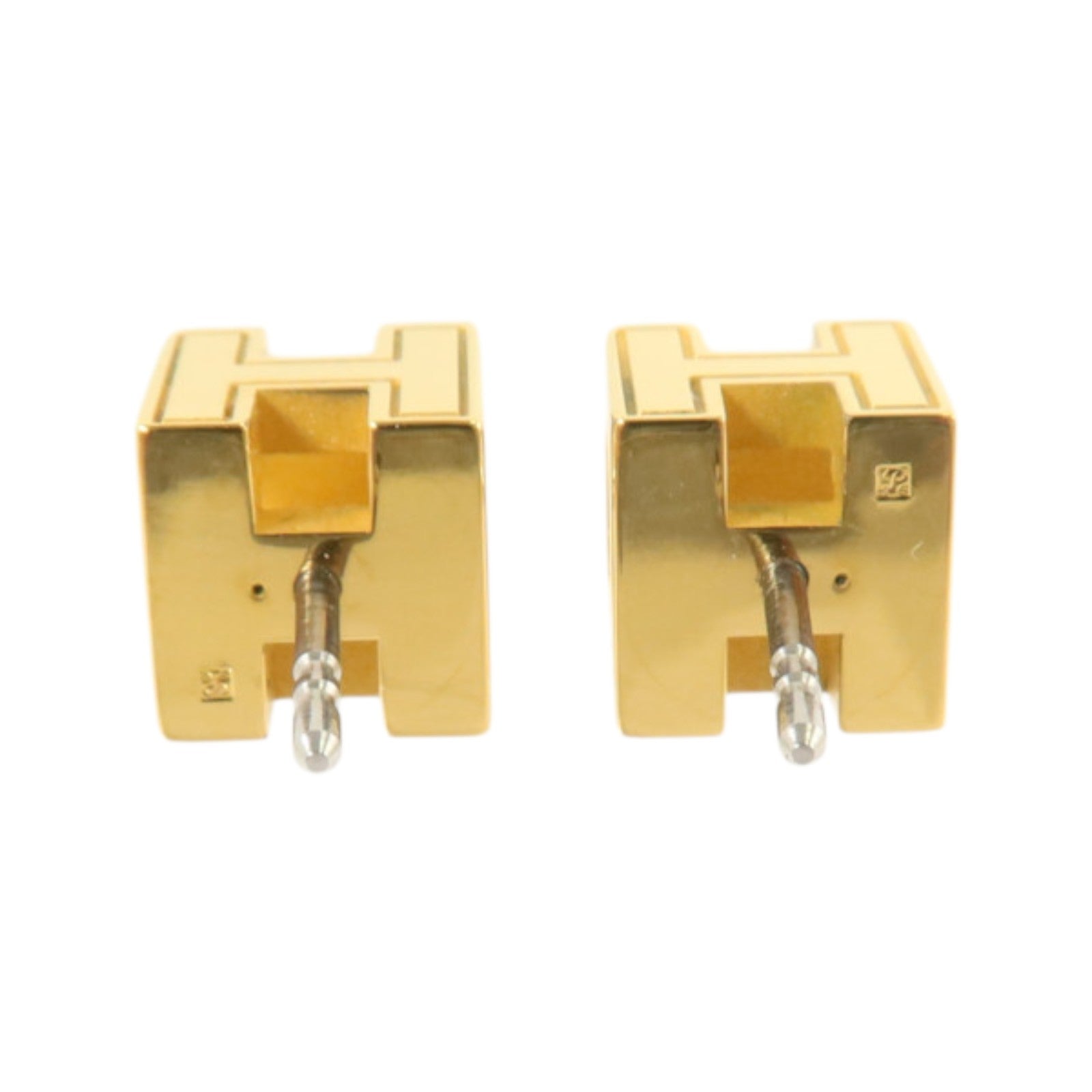HERMES 金屬/琺瑯H Cube Earrings金扣耳環