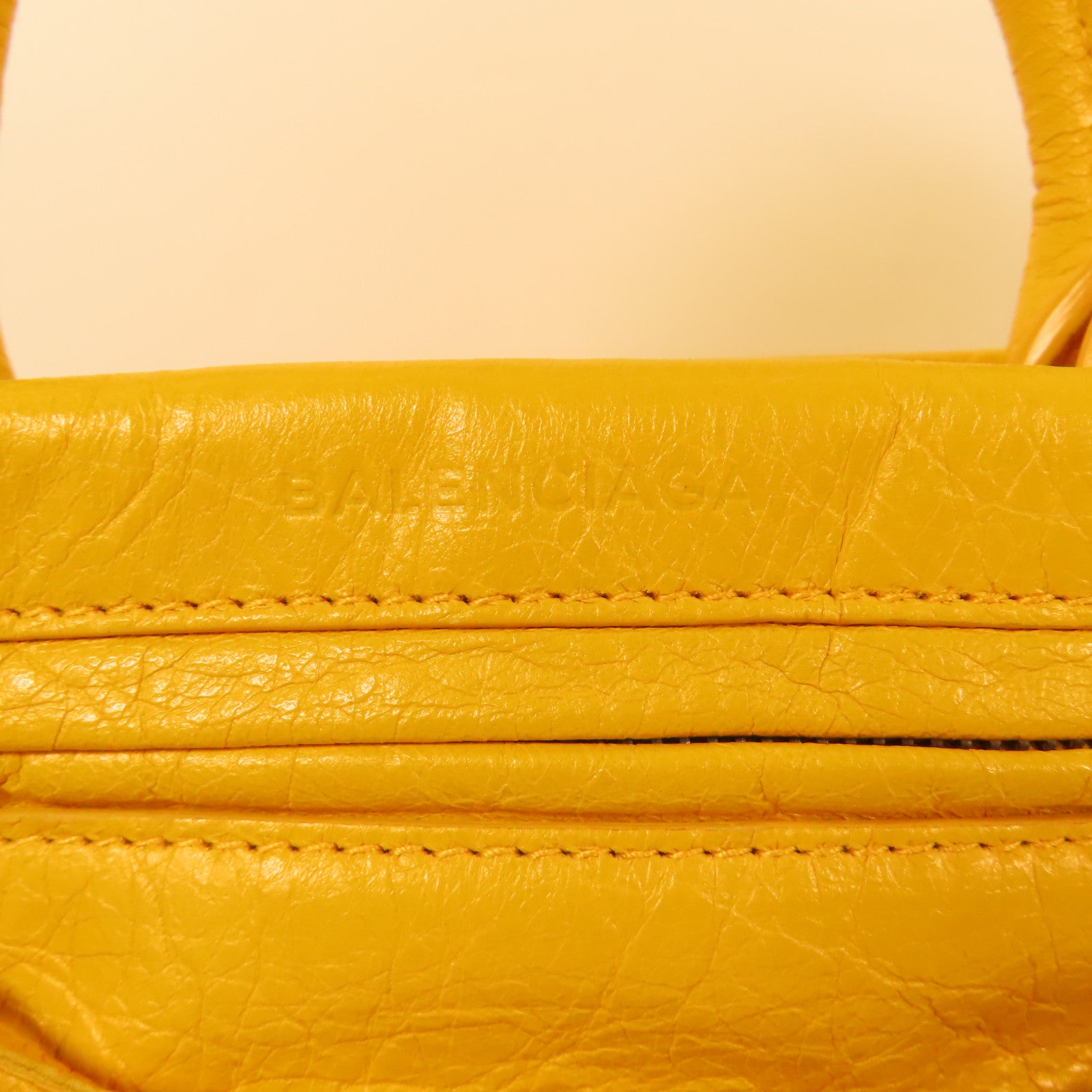BALENCIAGA SHW Mute City 2Way Shoulder Hand Bag Calfskin Leather Yellow