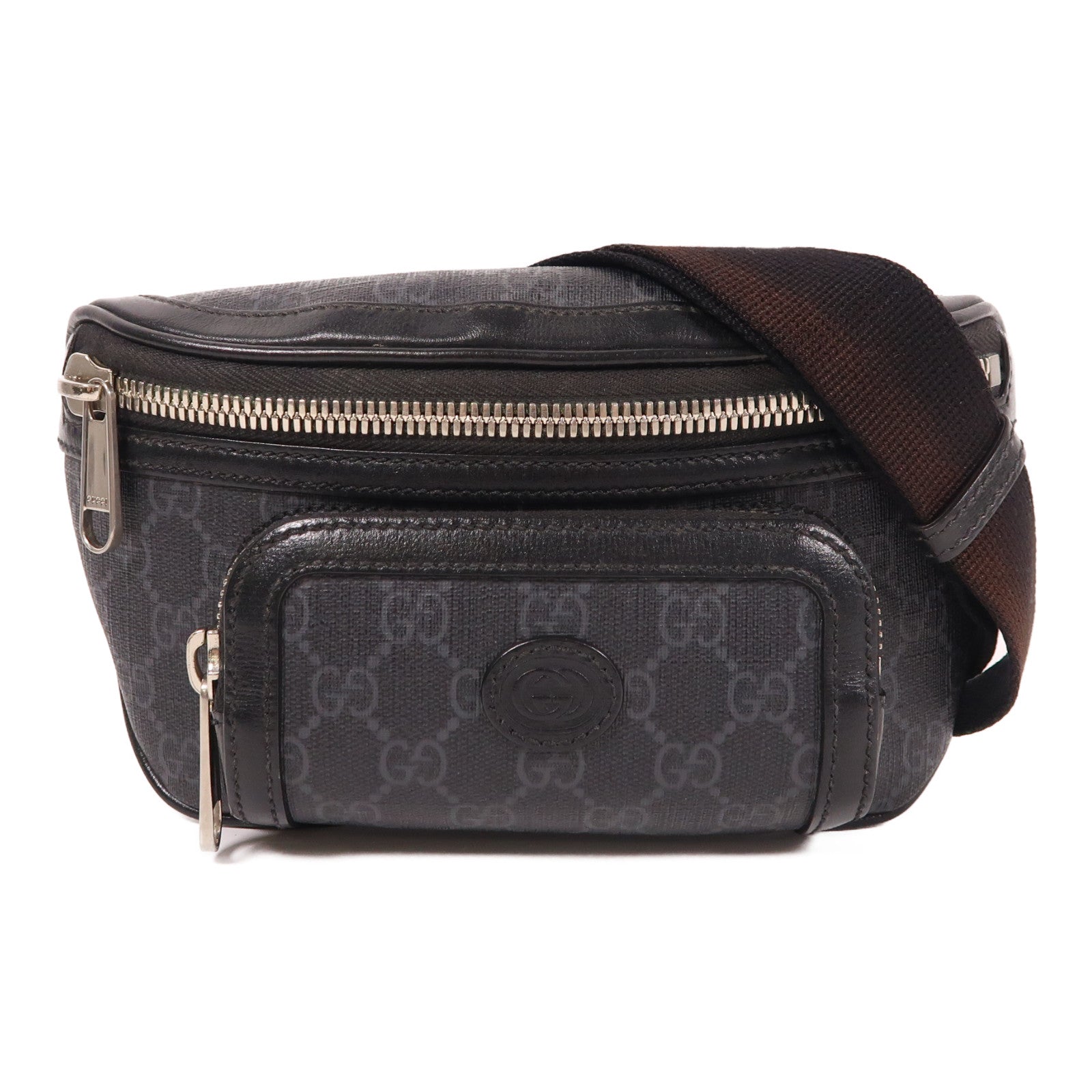 GUCCI 塗層帆布Waist Bag銀扣腰包