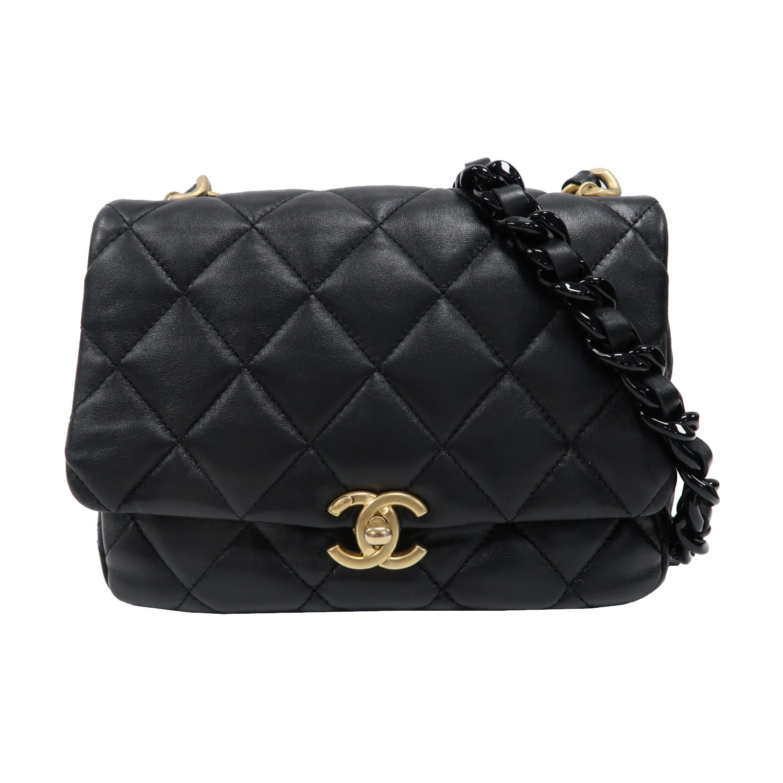 CHANEL 菱格羊皮皮革Small Flap金扣鏈帶肩背袋黑色