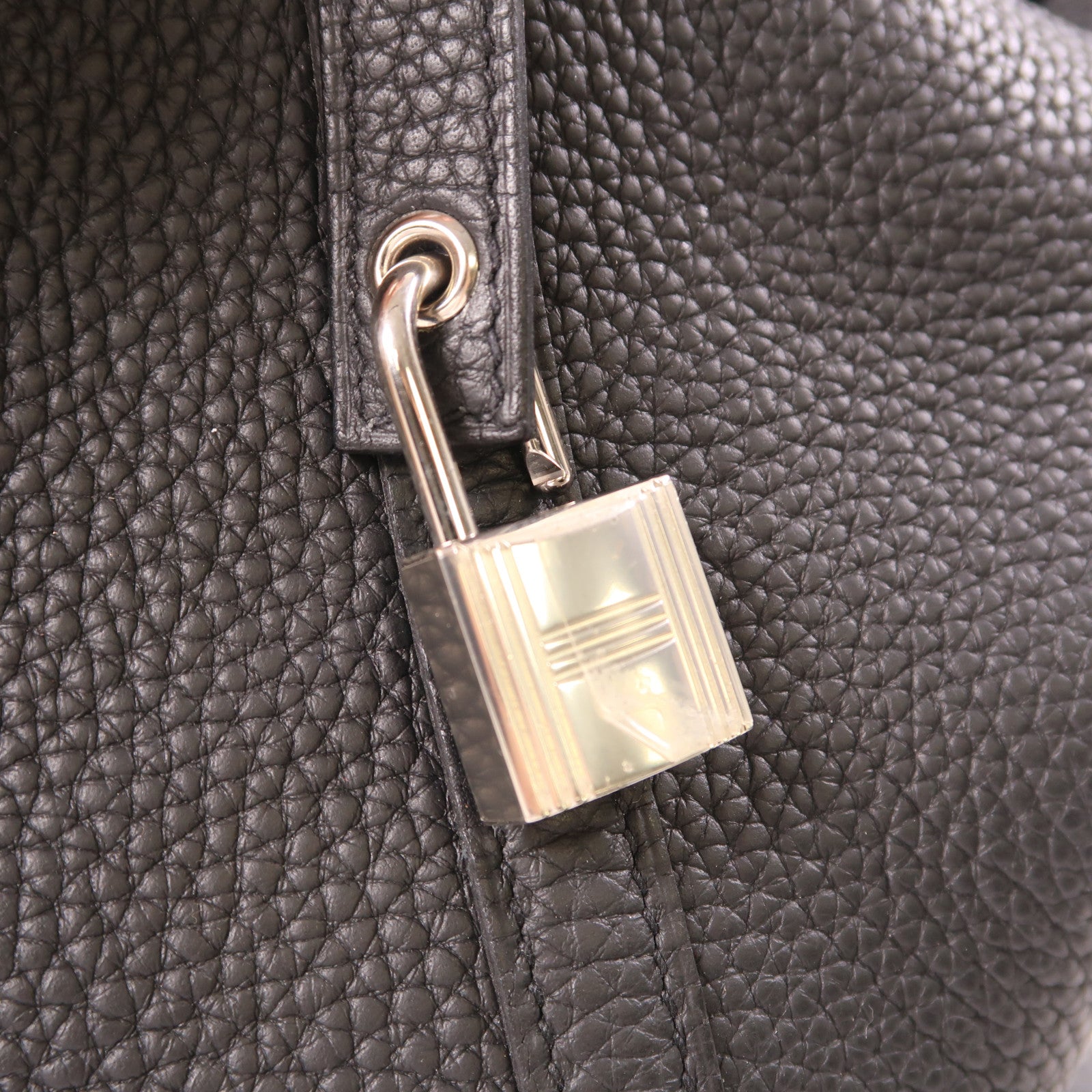 HERMES Clemence皮革/Alligator皮革Picotin MM Touch銀扣手挽袋