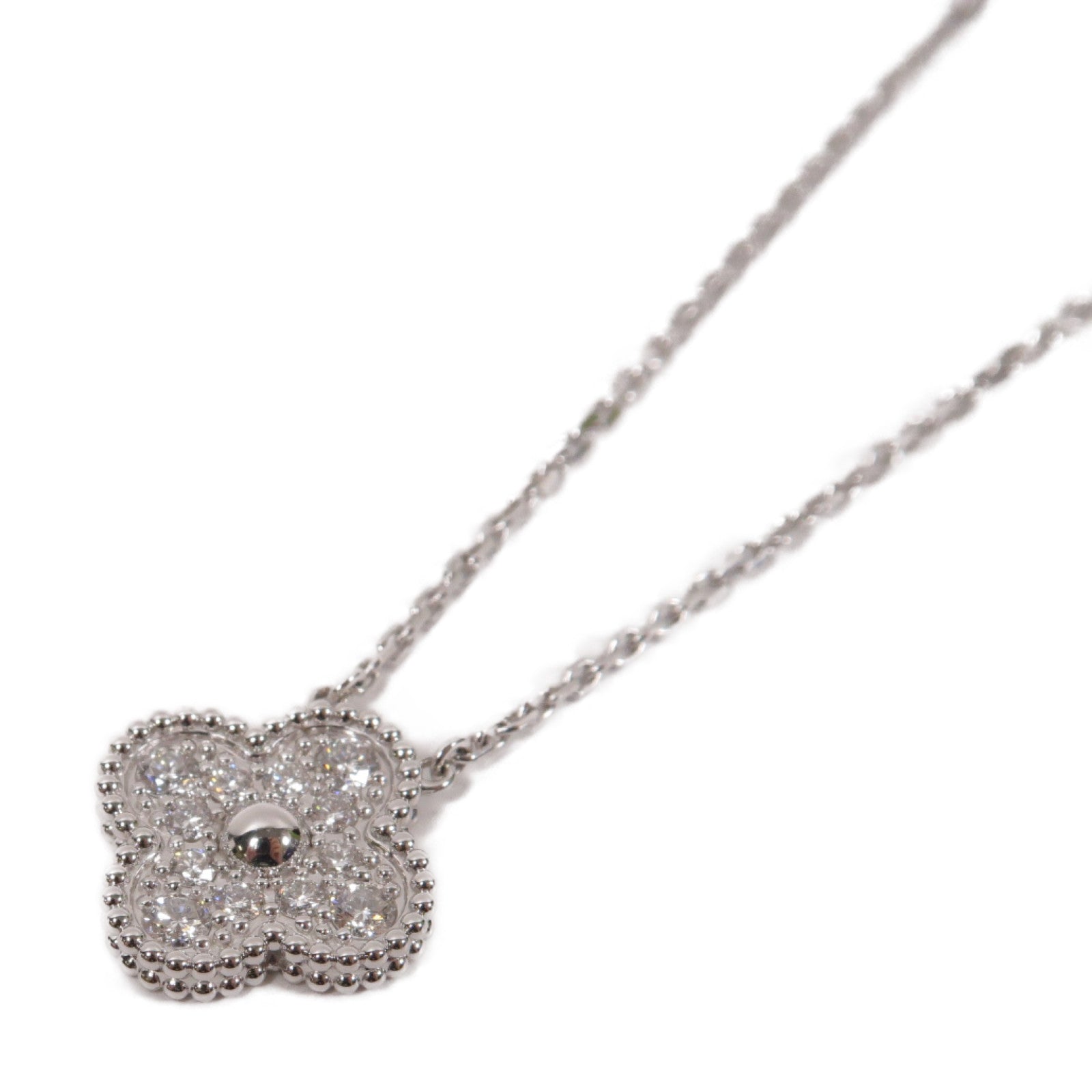 Van Cleef & Arpels 18K白金Vintage Alhambra項鍊白色