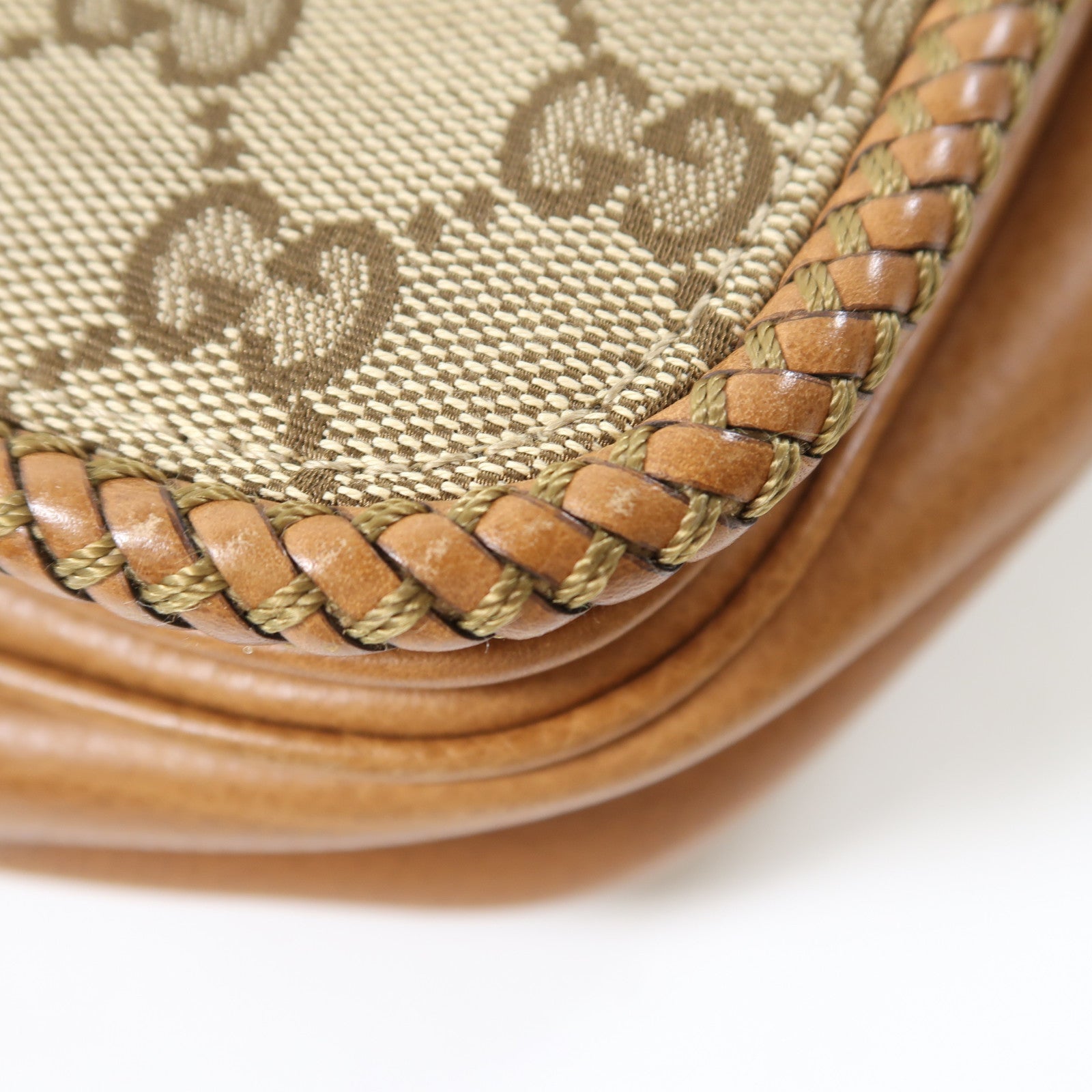 GUCCI 帆布/皮革Crossbody Bag金扣肩背袋啡色