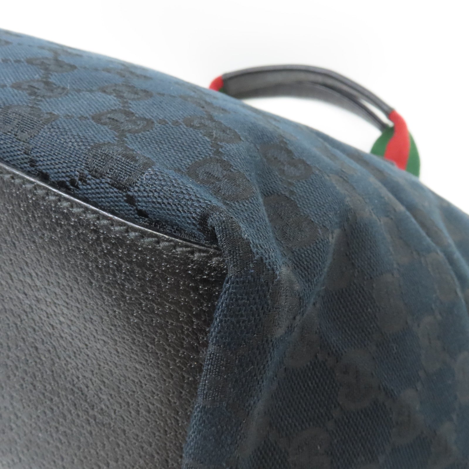 GUCCI 帆布Tote Bag銀扣手挽袋黑色