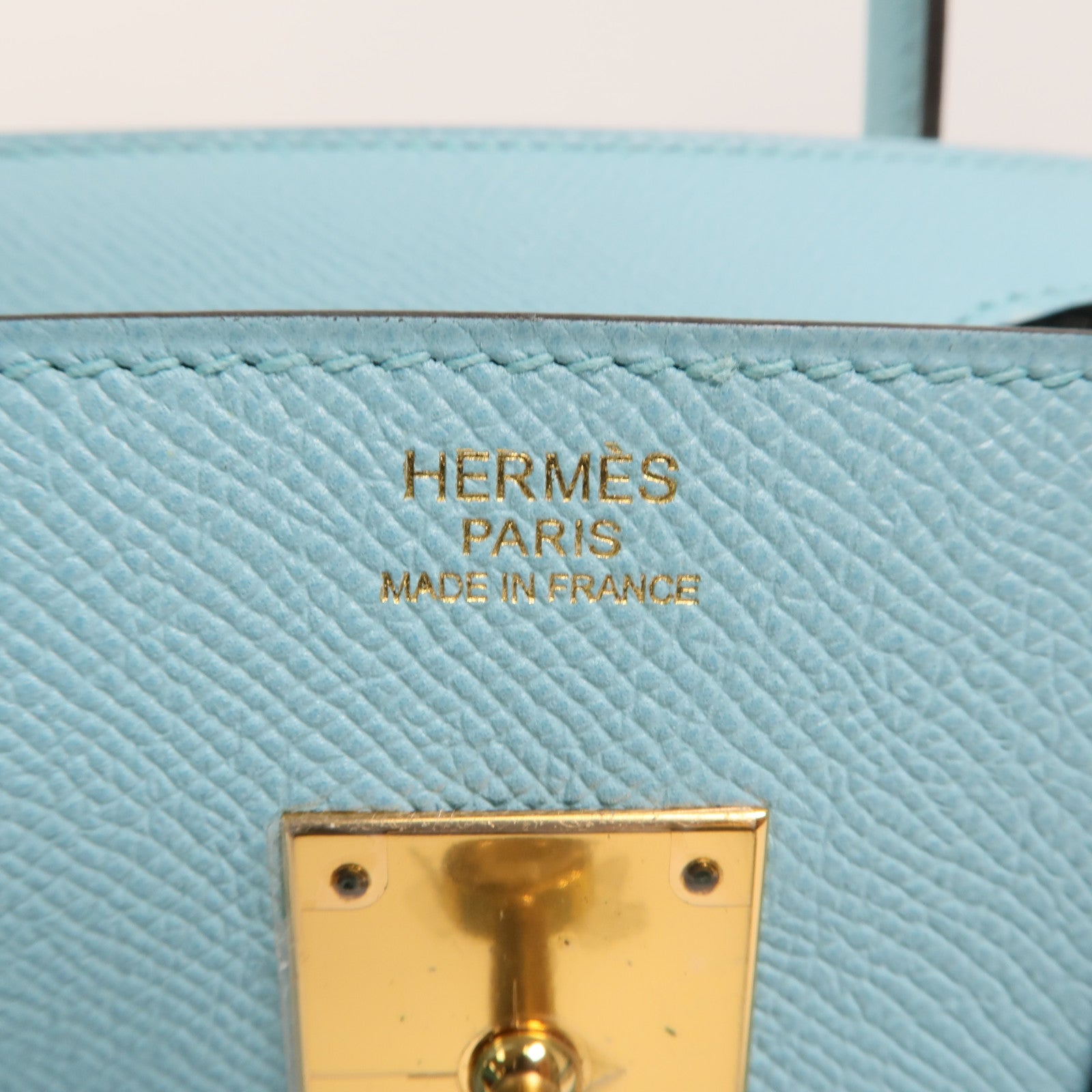 HERMES Epsom皮革Birkin 30金扣手挽袋Bleu Atoll