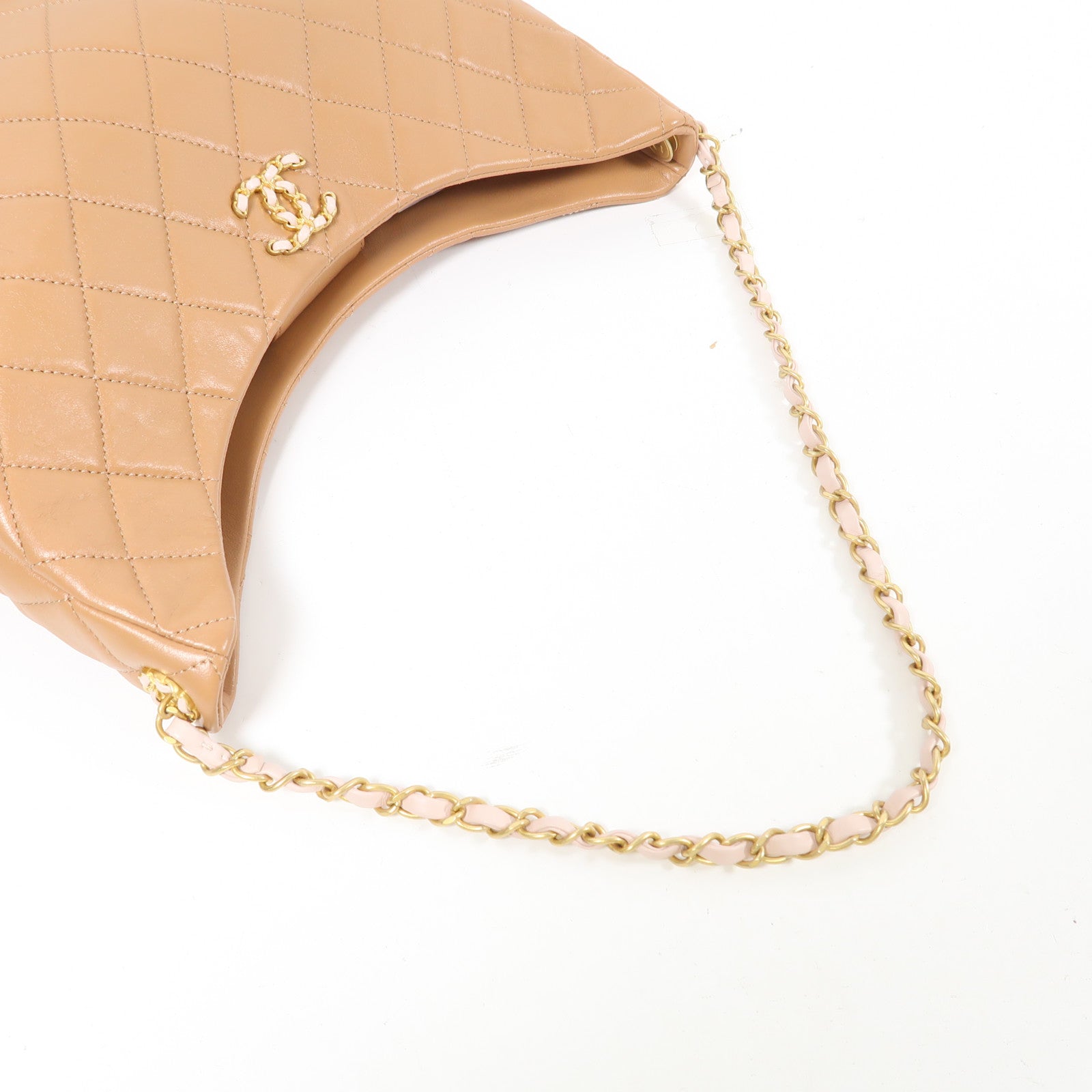 CHANEL 【激減優惠】牛皮皮革Hobo金扣鏈帶肩背袋
