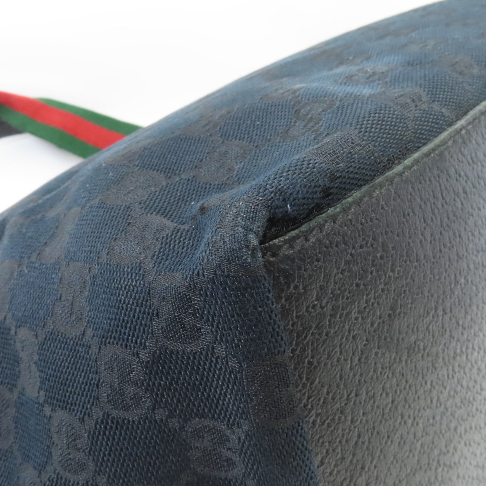 GUCCI 帆布Tote Bag銀扣手挽袋黑色