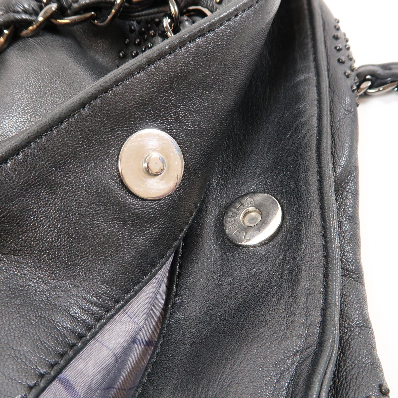 CHANEL 【激減優惠】羊皮皮革Shoulder Bag銀扣鏈帶肩背袋黑色