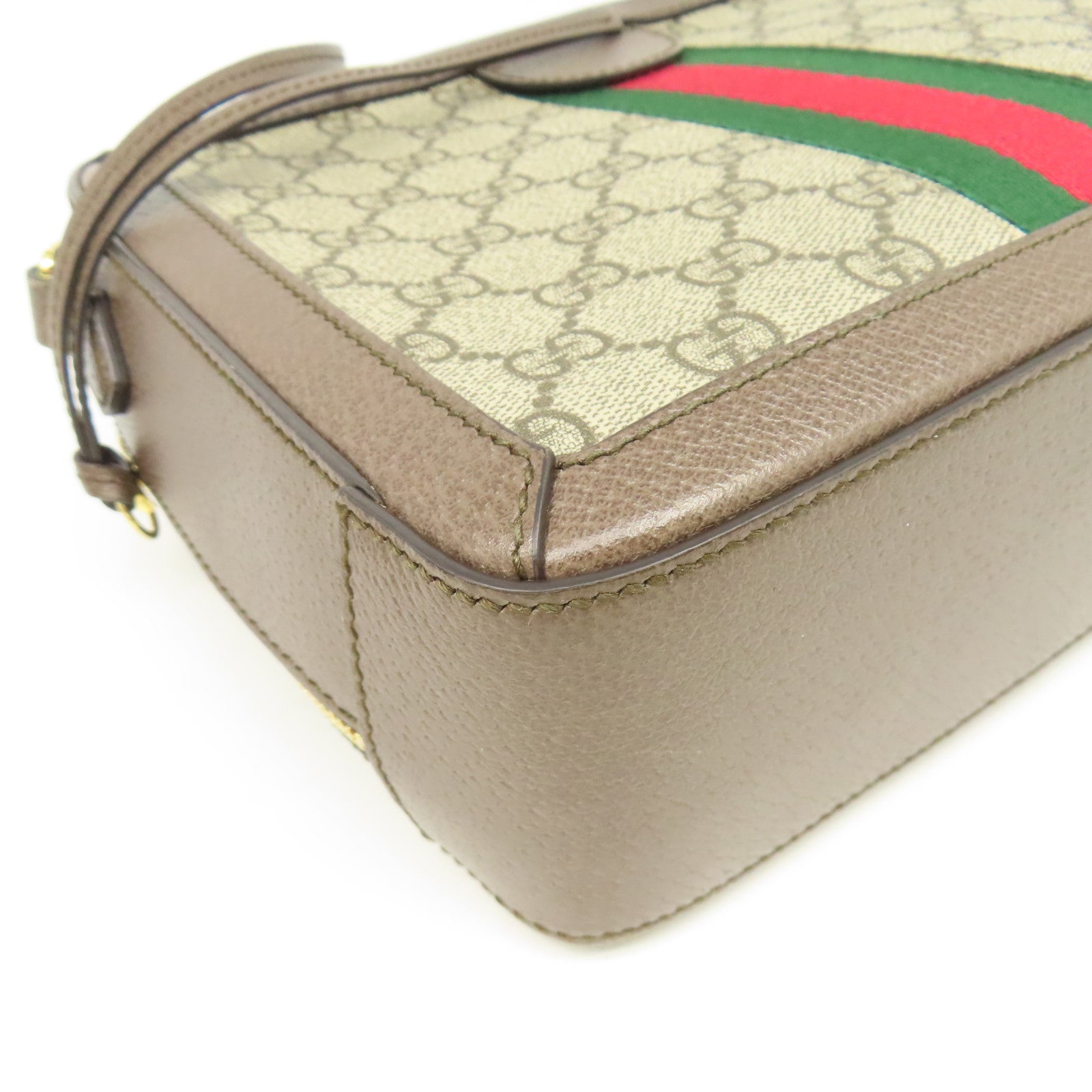 GUCCI 塗層帆布/皮革Ophidia GG金扣手挽肩背兩用袋啡色