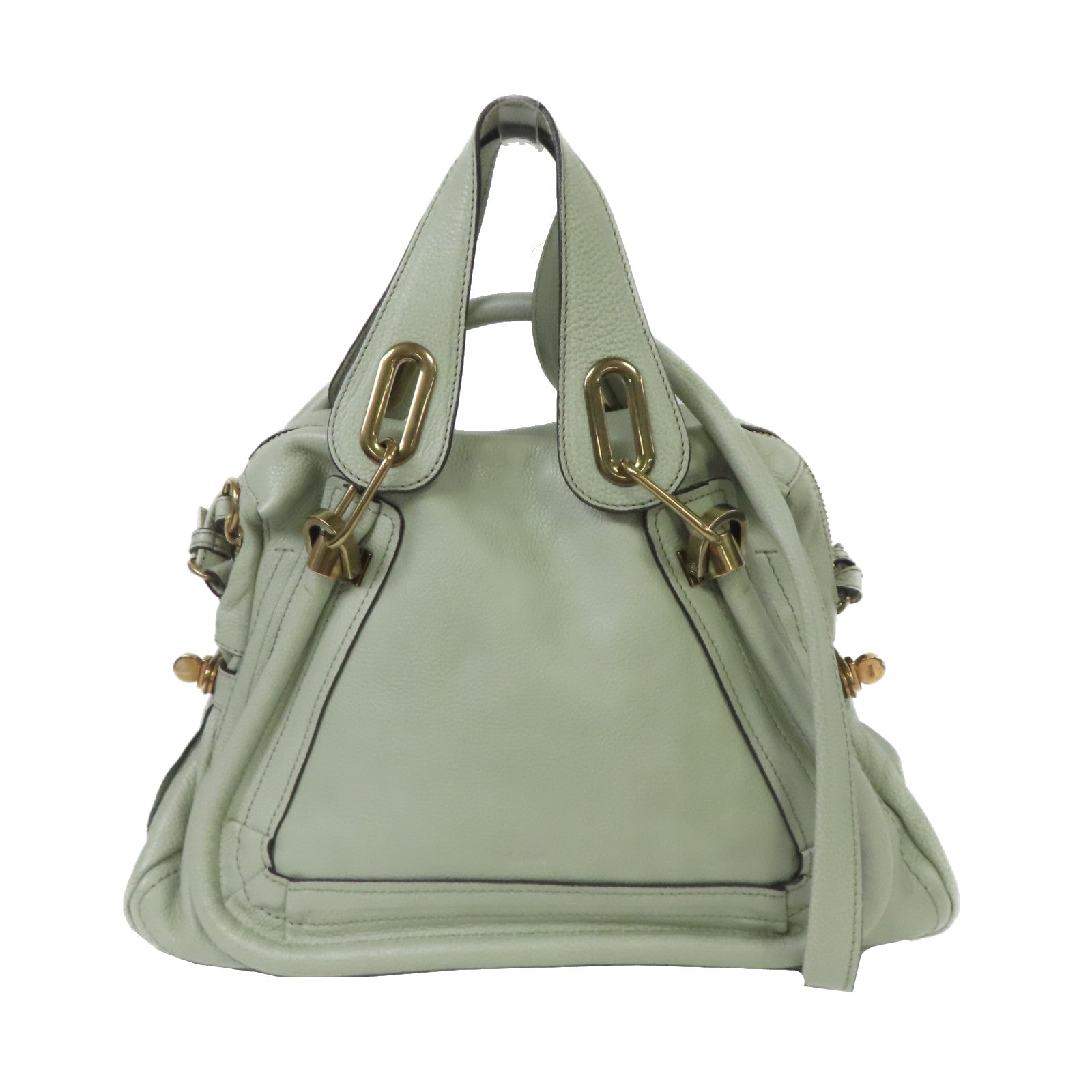 Chloe 牛皮皮革2 Way Shoulder金扣手挽肩背兩用袋綠色