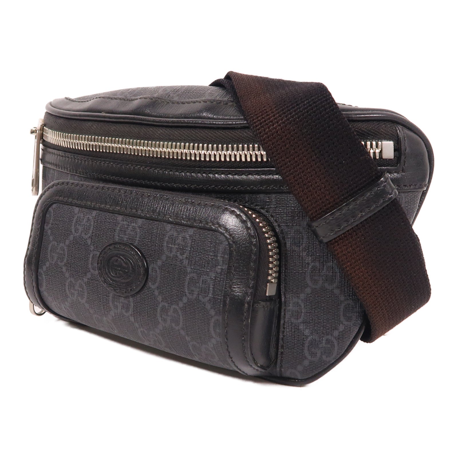 GUCCI 塗層帆布Waist Bag銀扣腰包