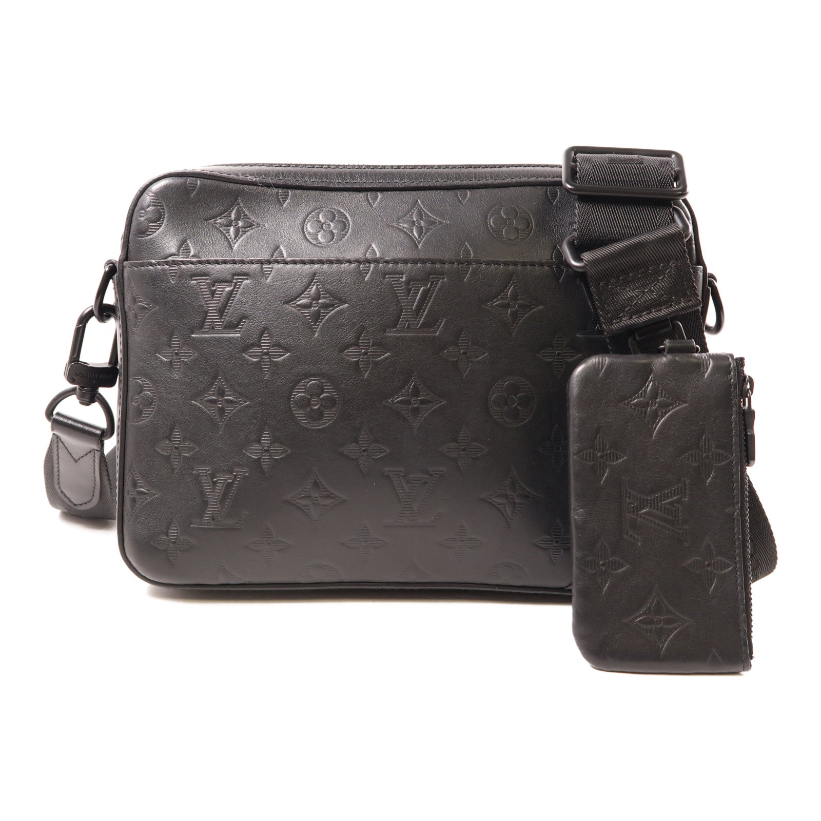 LOUIS VUITTON Monogam Shadow Dou Messenger Bag肩背袋黑色