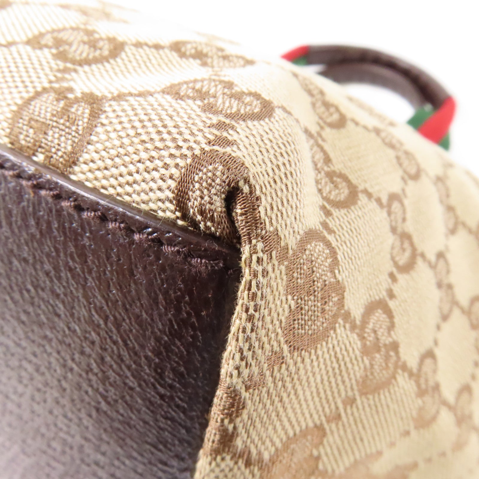 GUCCI 帆布Tote Bag銀扣手挽袋啡色