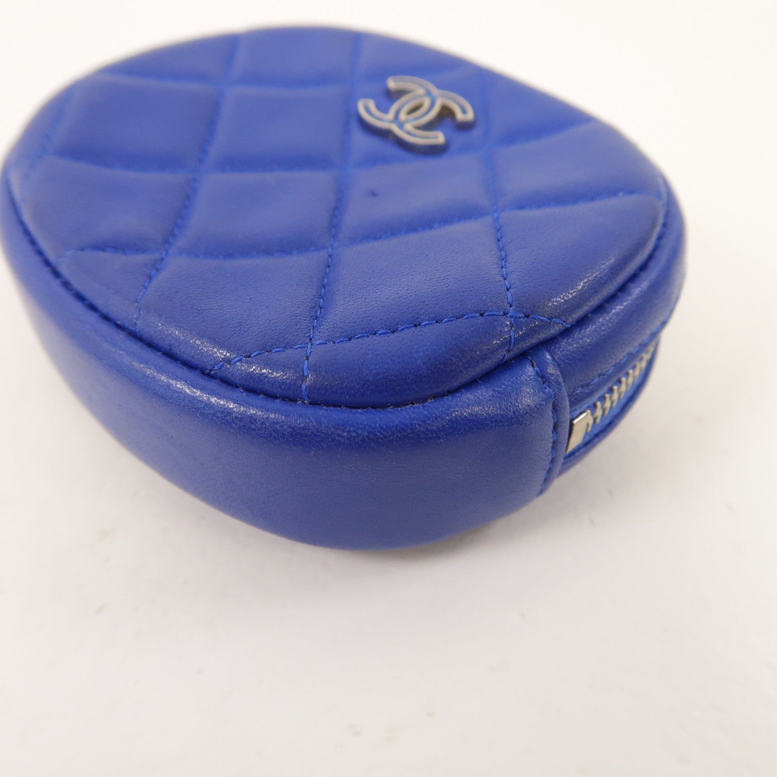 CHANEL 【激減優惠】菱格羊皮皮革Coin Case金扣零錢包藍色