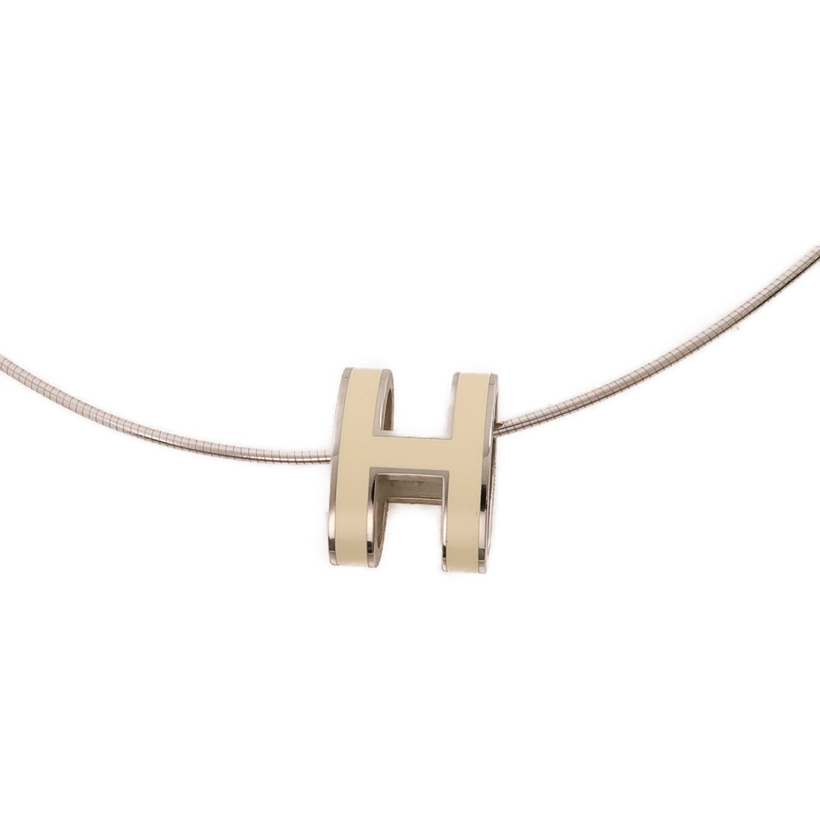 HERMES 金屬Pop H Necklace項鍊白色/銀色
