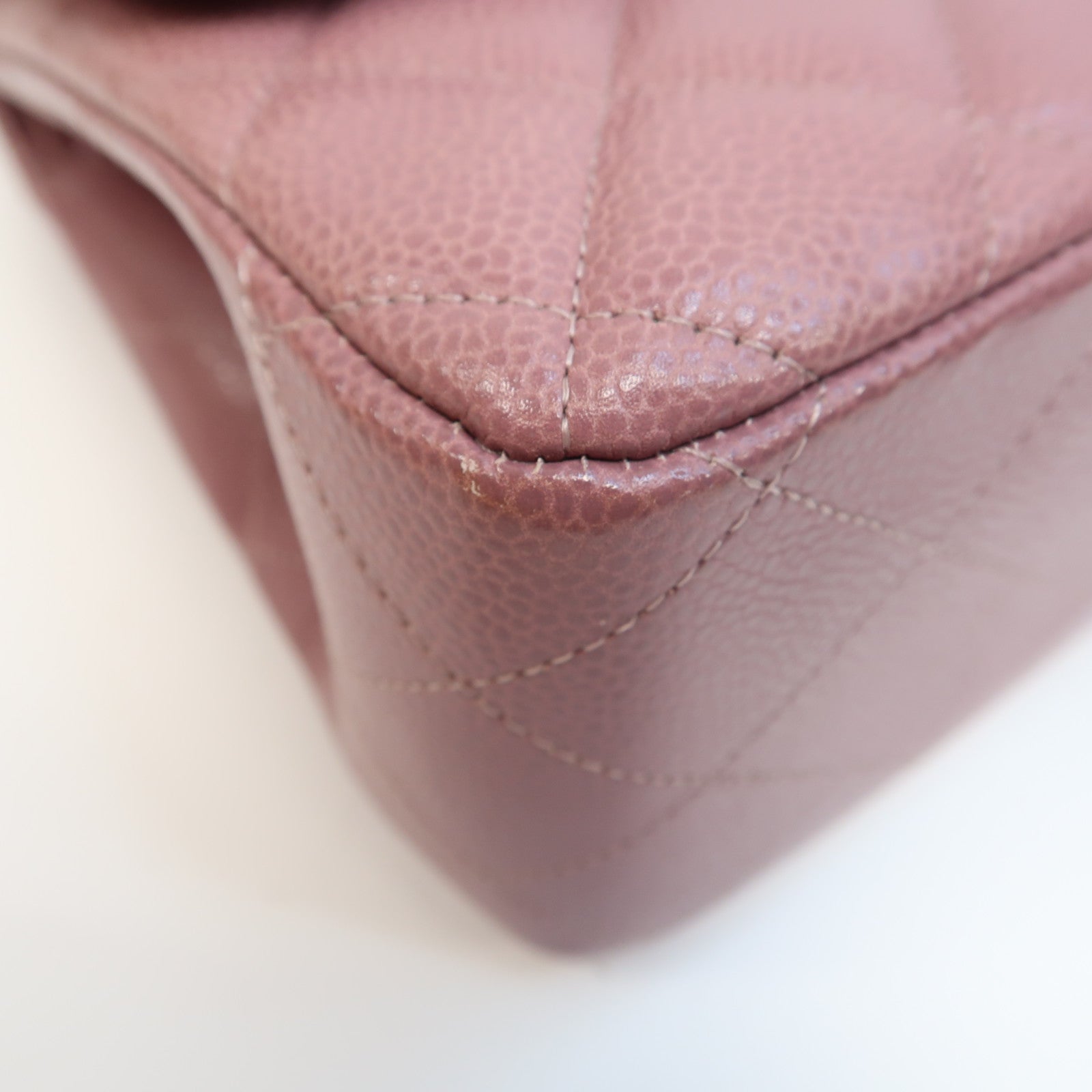 CHANEL 【激減優惠】菱格Caviar皮革Classic Double Flap Bag Jumbo銀扣鏈帶肩背袋紫色