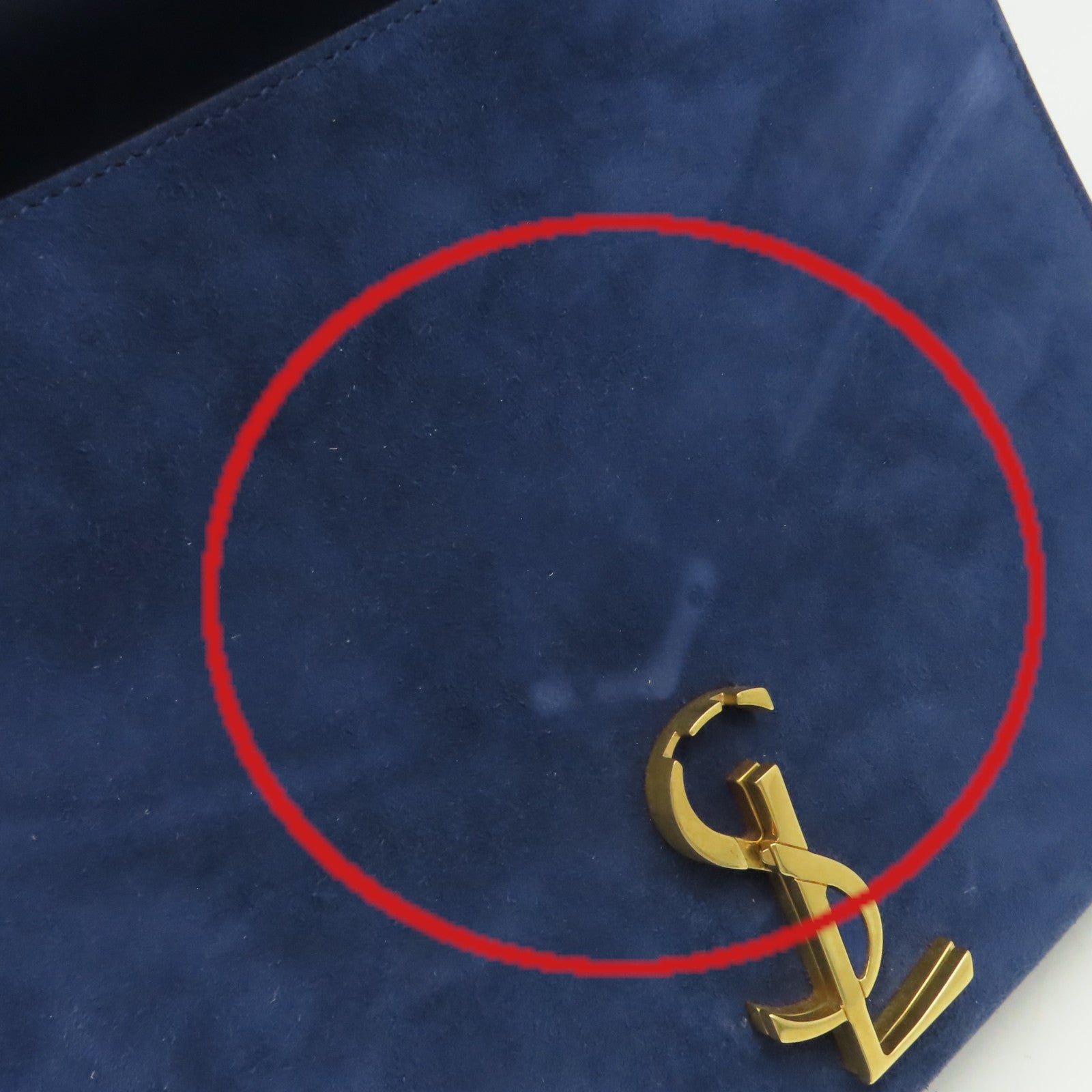 SAINT LAURENT 麂皮皮革/牛皮皮革Cassandra 2Way Shoulder Bag金扣手挽肩背兩用袋藍色