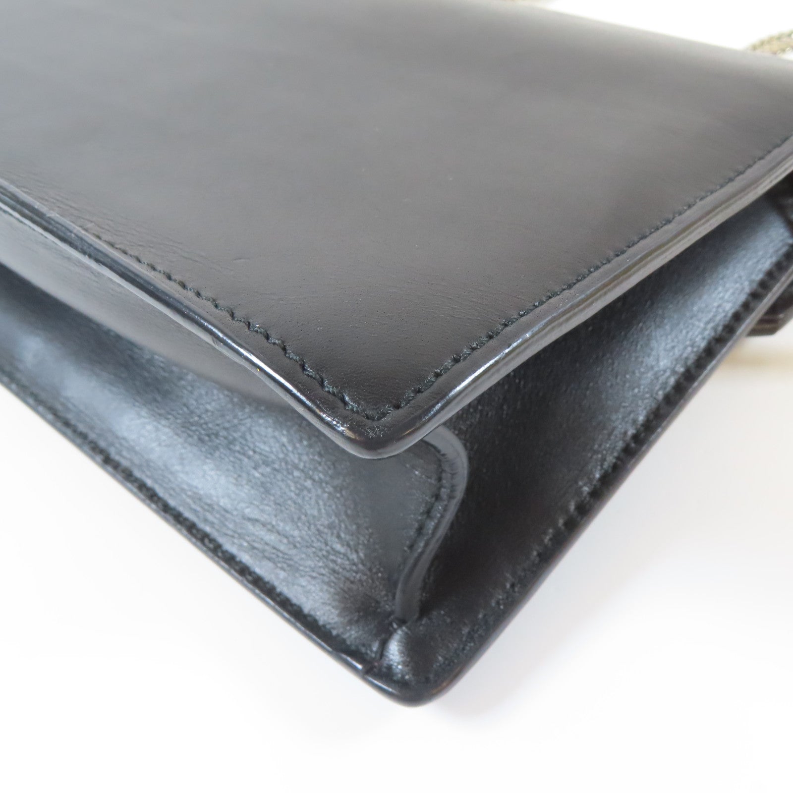 SAINT LAURENT 【激減優惠】牛皮皮革Shoulder Bag銀扣鏈帶肩背袋黑色
