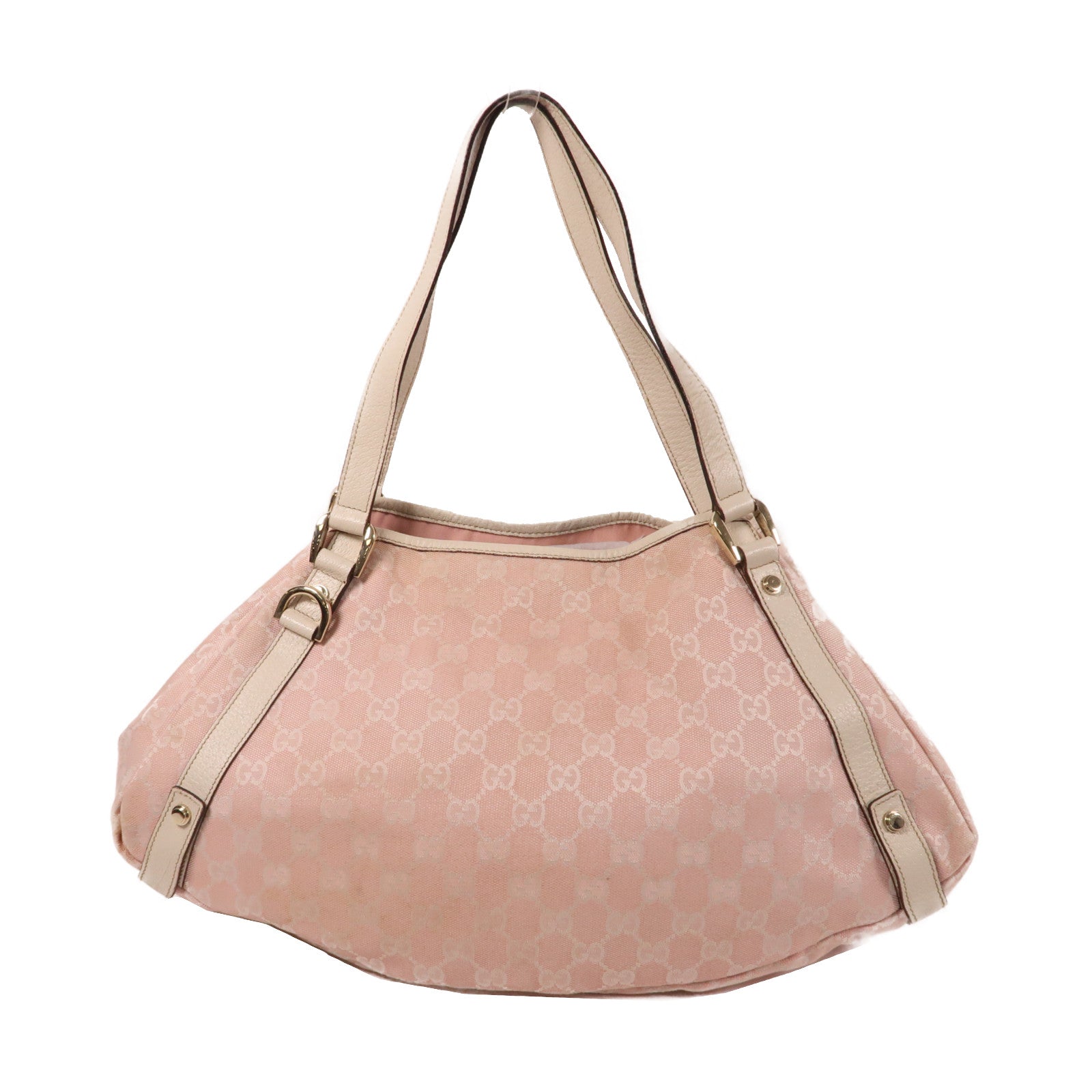 GUCCI 帆布Abbey銀扣肩背袋粉紅色