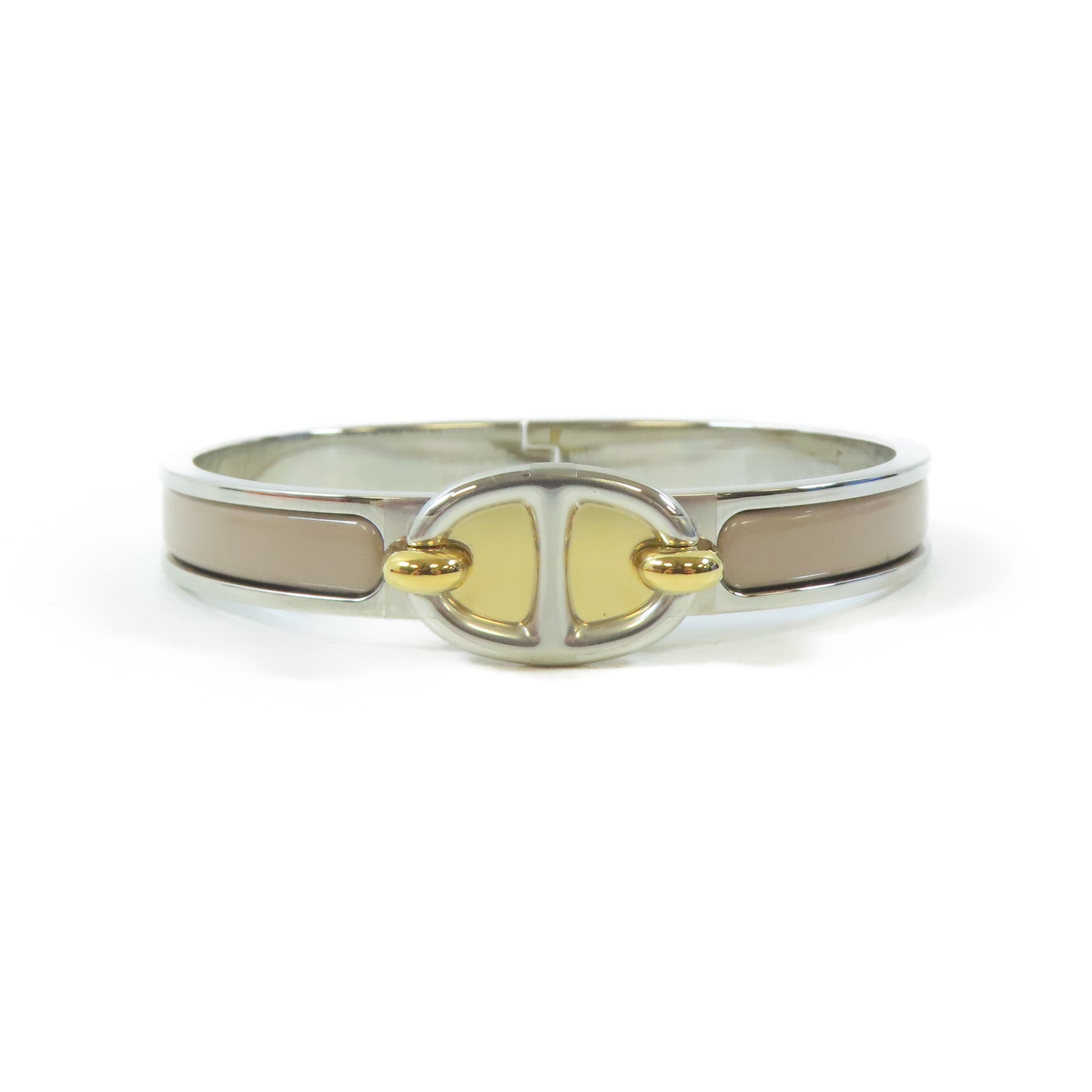HERMES 金屬Mini Clic Chain D'Ancre Bracelet手鐲Marron Glace/銀色/粉紅色