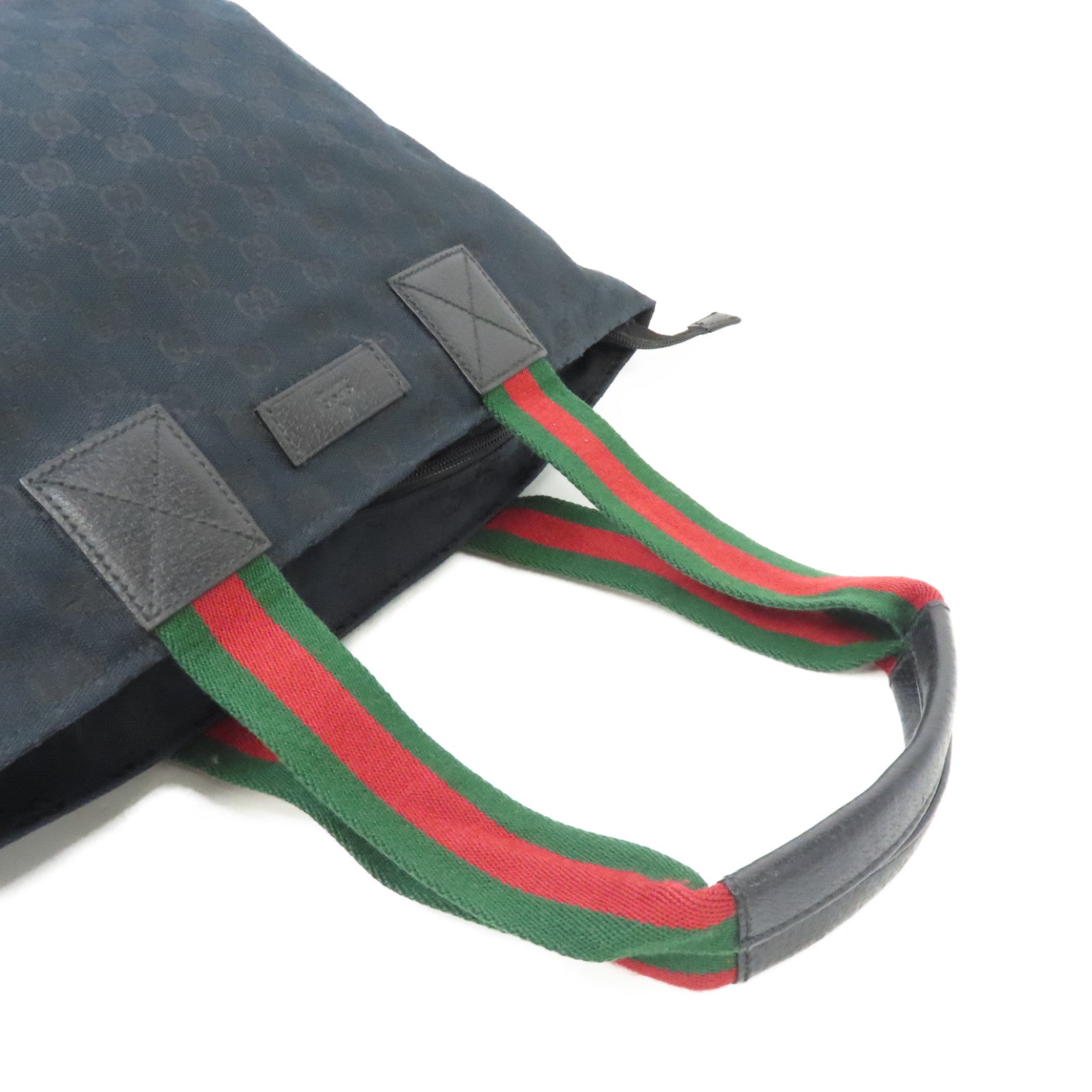 GUCCI 帆布Tote Bag銀扣手挽袋黑色