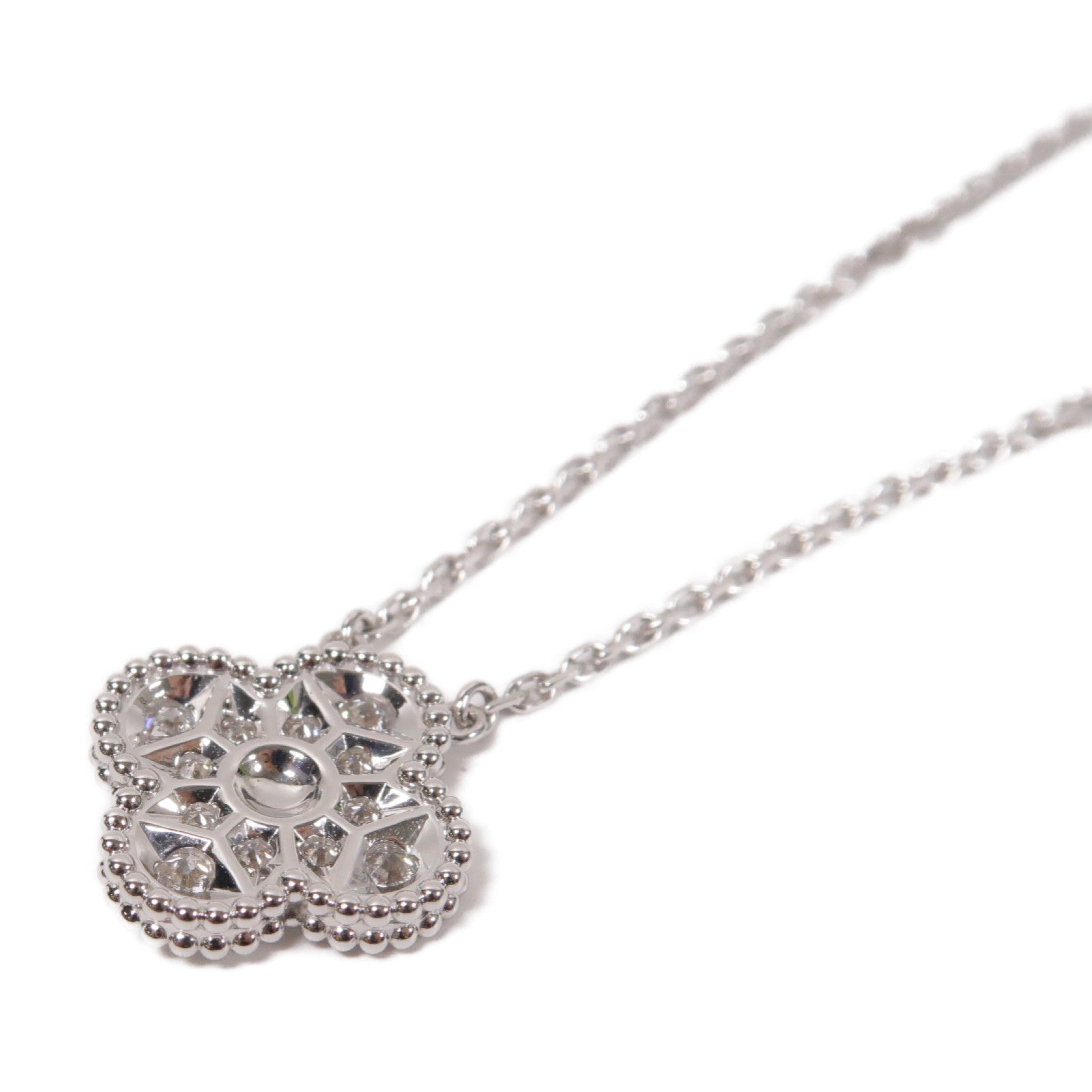 Van Cleef & Arpels 18K白金Vintage Alhambra項鍊白色