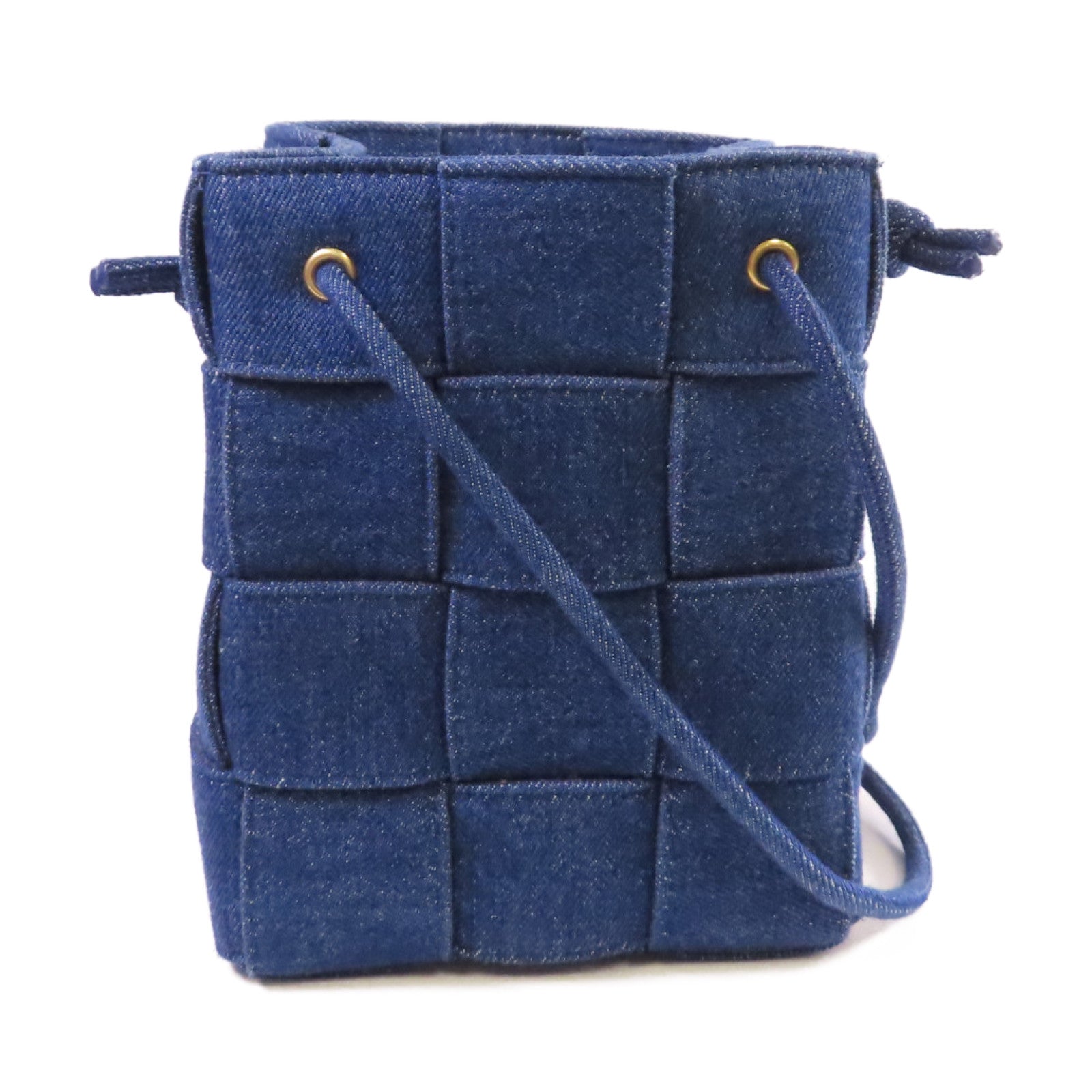 BOTTEGA VENETA 【激減優惠】織紋牛仔布Cassette Bucket Shoulder Bag肩背袋藍色