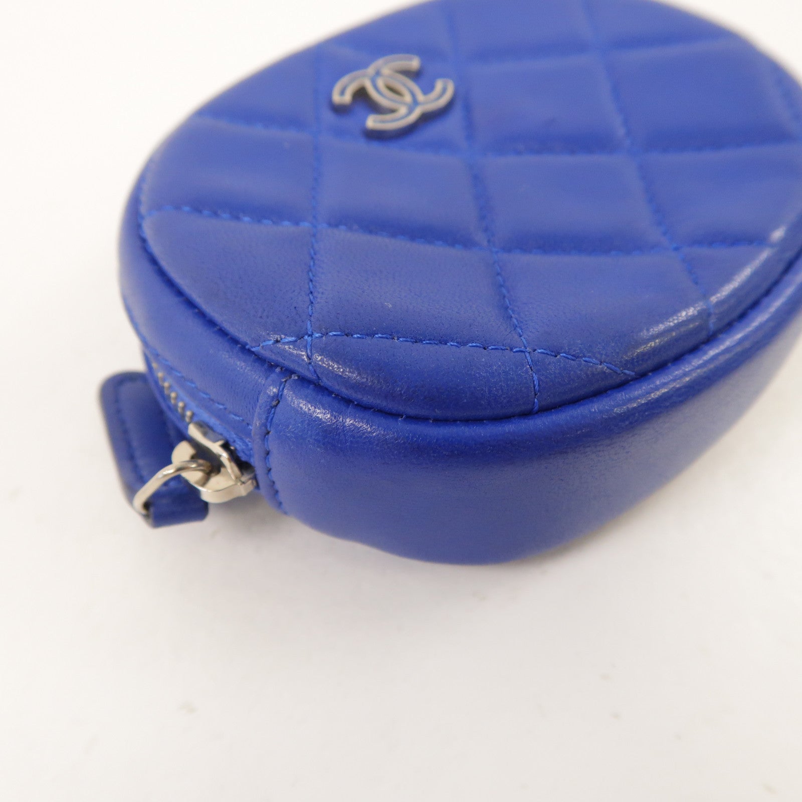 CHANEL 【激減優惠】菱格羊皮皮革Coin Case金扣零錢包藍色