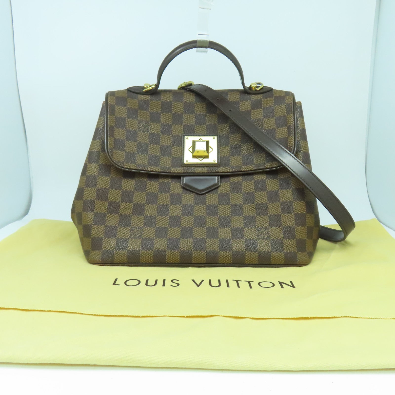 LOUIS VUITTON 【激減優惠】Damier Ebene Bergamo GM金扣手挽肩背兩用袋啡色
