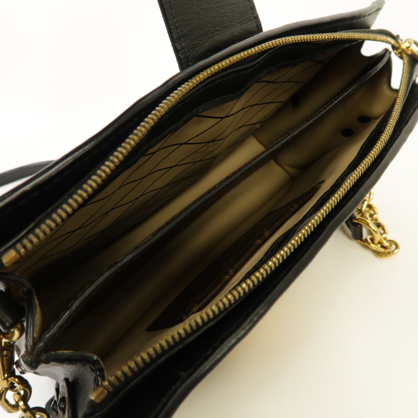 LOUIS VUITTON 【激減優惠】Monogram Reverse Trunk Clutch金扣肩背袋啡色/黑色