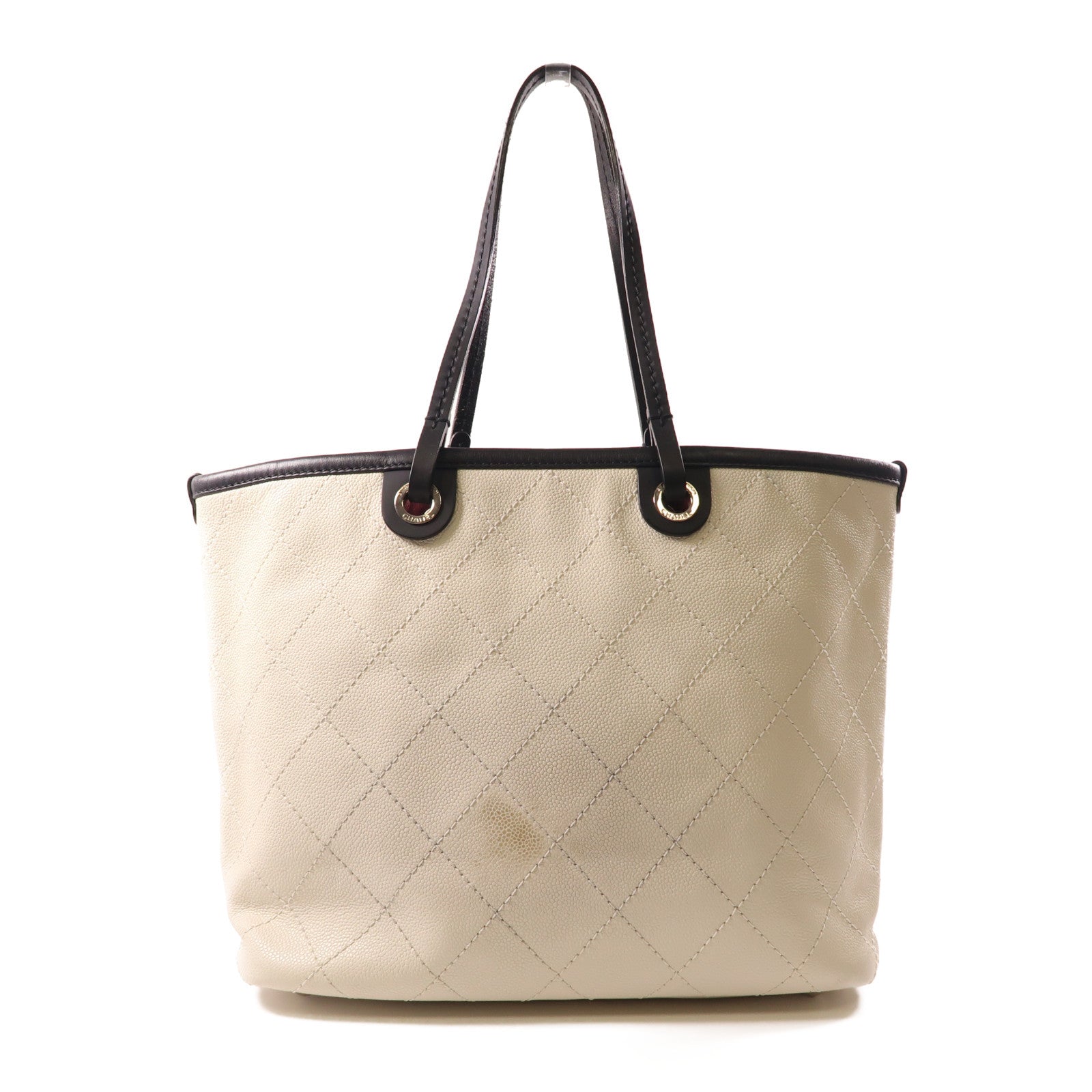 CHANEL 牛皮皮革Shouder Tote銀扣肩背袋/手挽袋