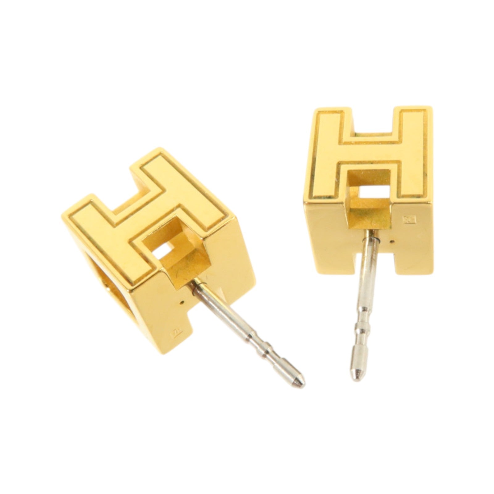 HERMES 金屬/琺瑯H Cube Earrings金扣耳環