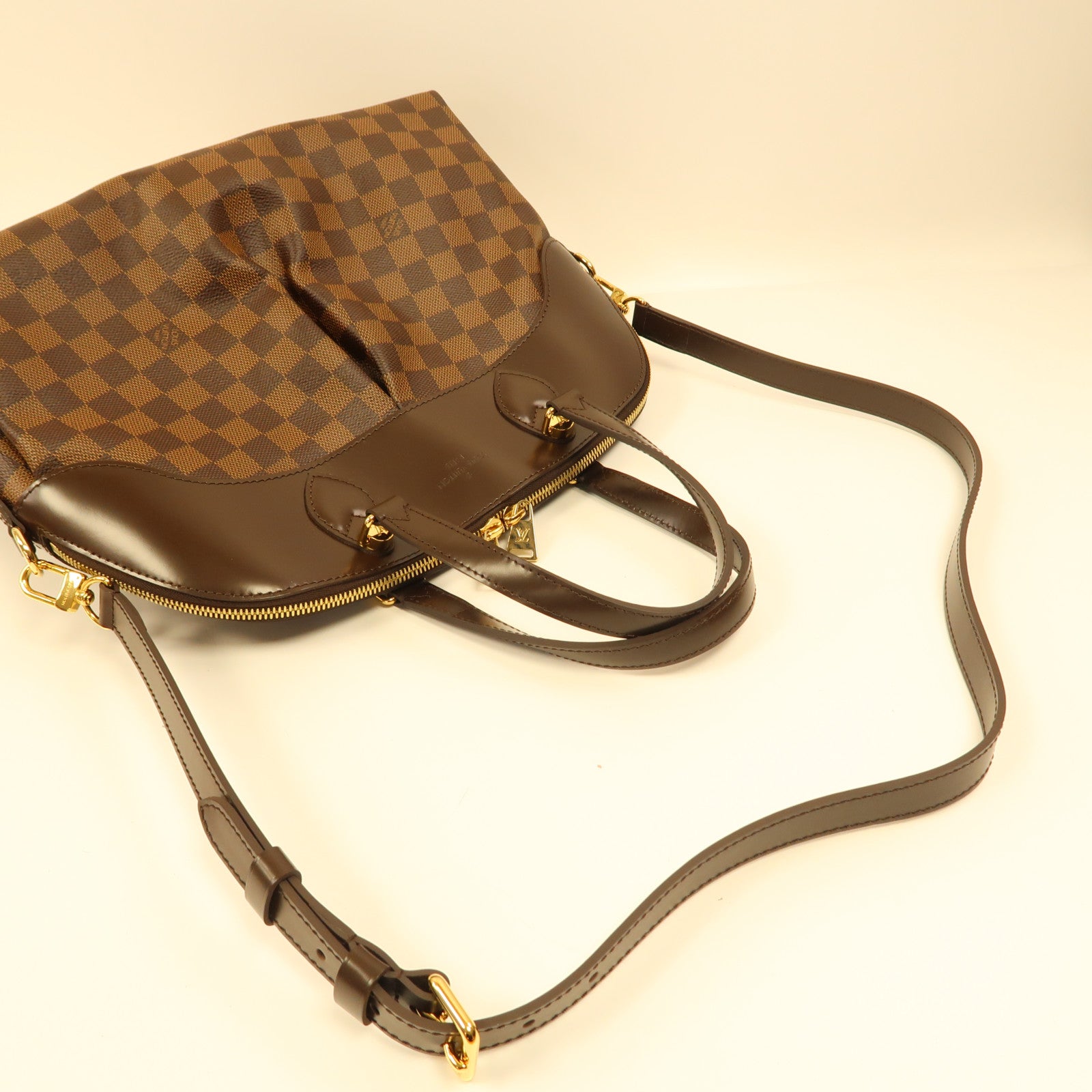 LOUIS VUITTON Damier Salvi金扣手挽肩背兩用袋啡色
