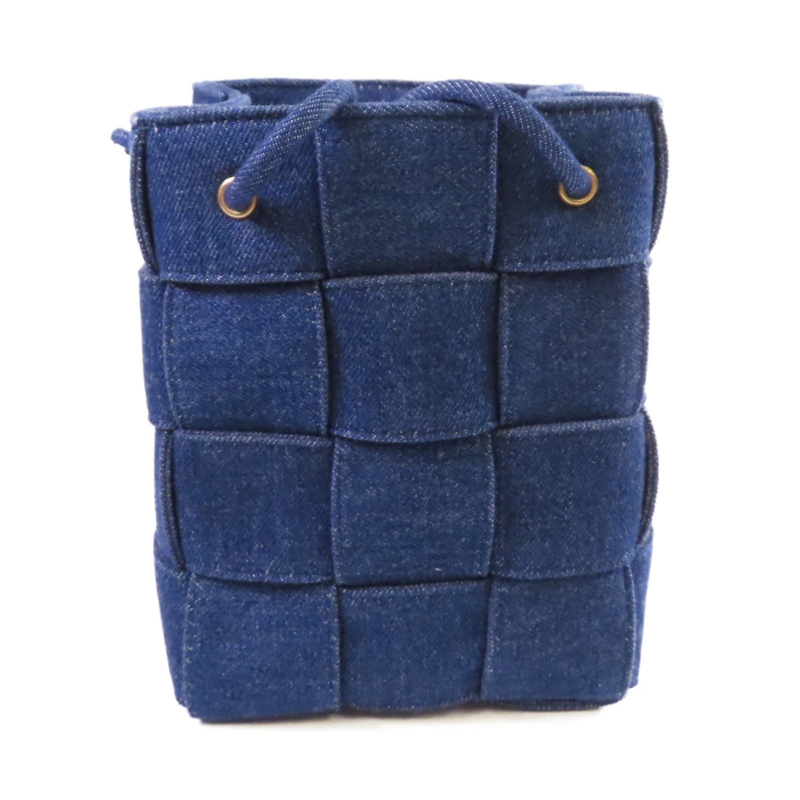 BOTTEGA VENETA 【激減優惠】織紋牛仔布Cassette Bucket Shoulder Bag肩背袋藍色